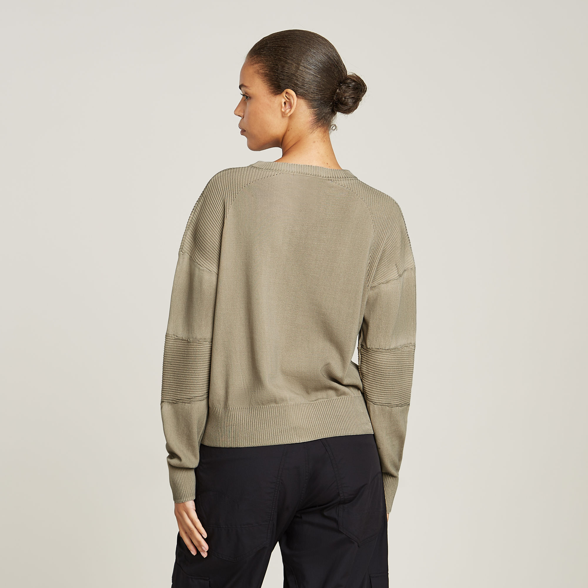 G-Star RAW Washed Lichtgewicht Gebreide Biker Trui Beige Dames