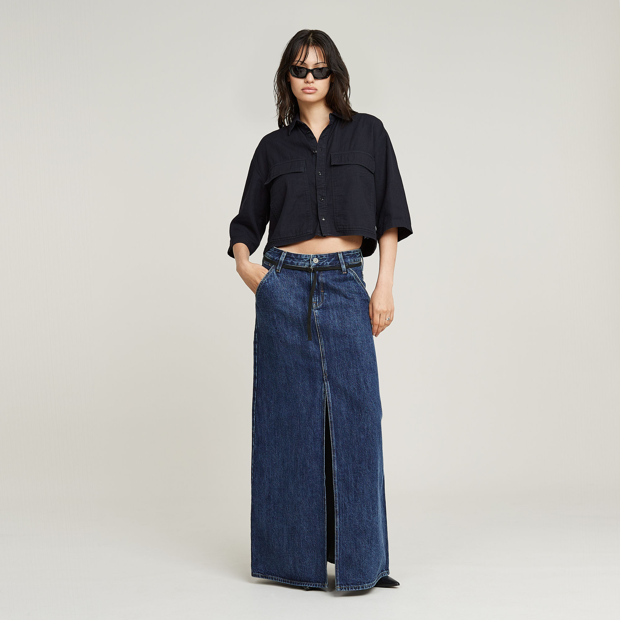 G-Star RAW Baggy Maxi Rok Donkerblauw Dames
