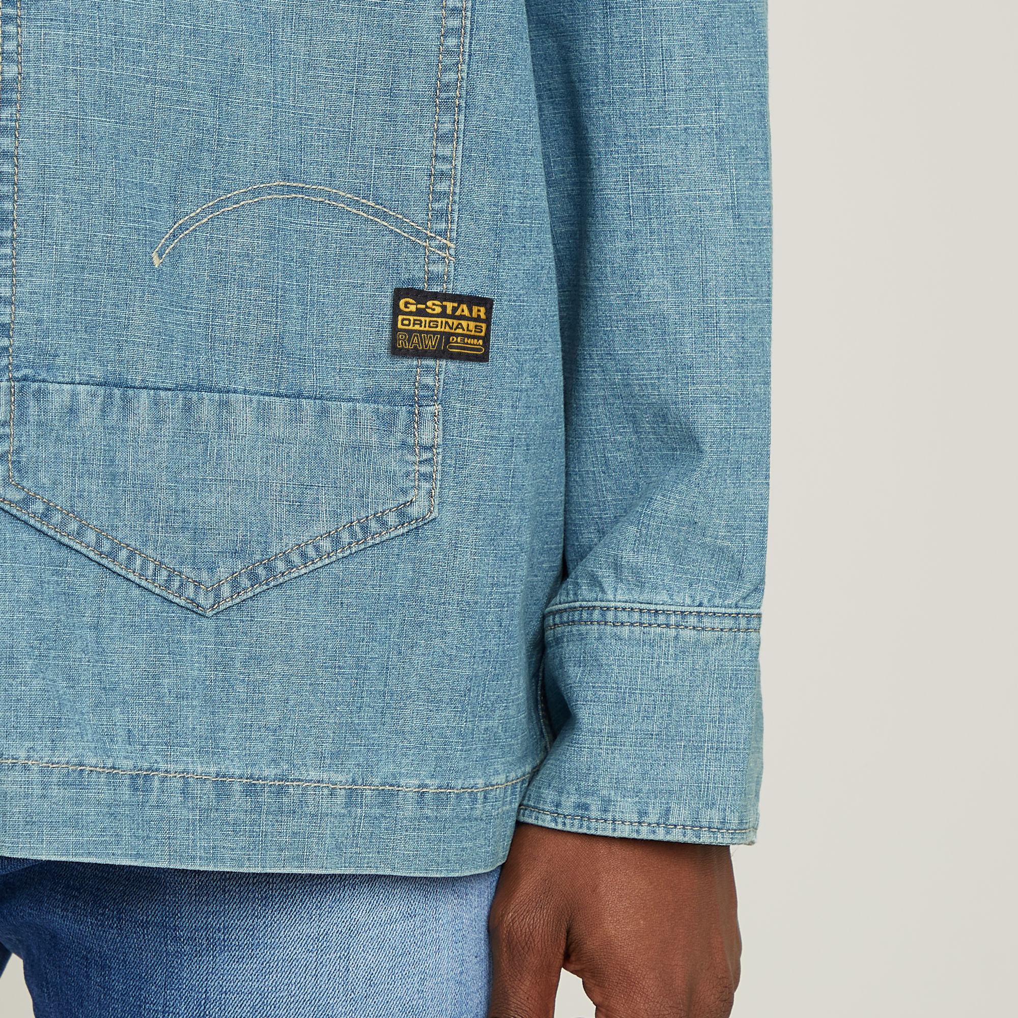 G-Star RAW Long Pocket Boxy Fit Shirt Lichtblauw Heren