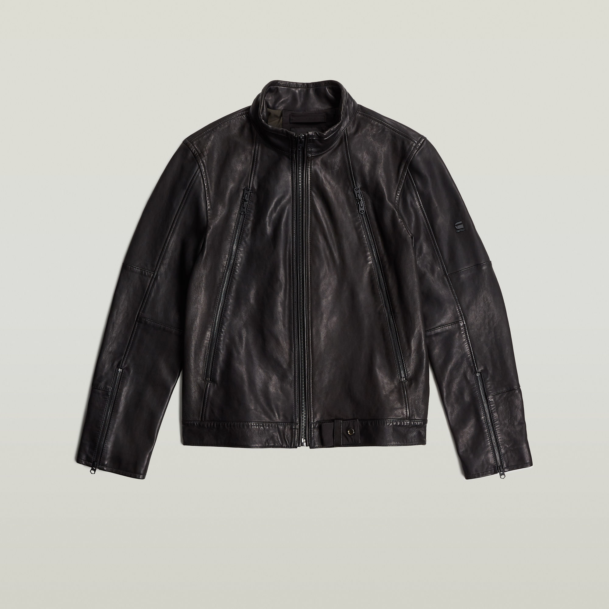 G-Star RAW Lederen Bikerjack Zwart Heren