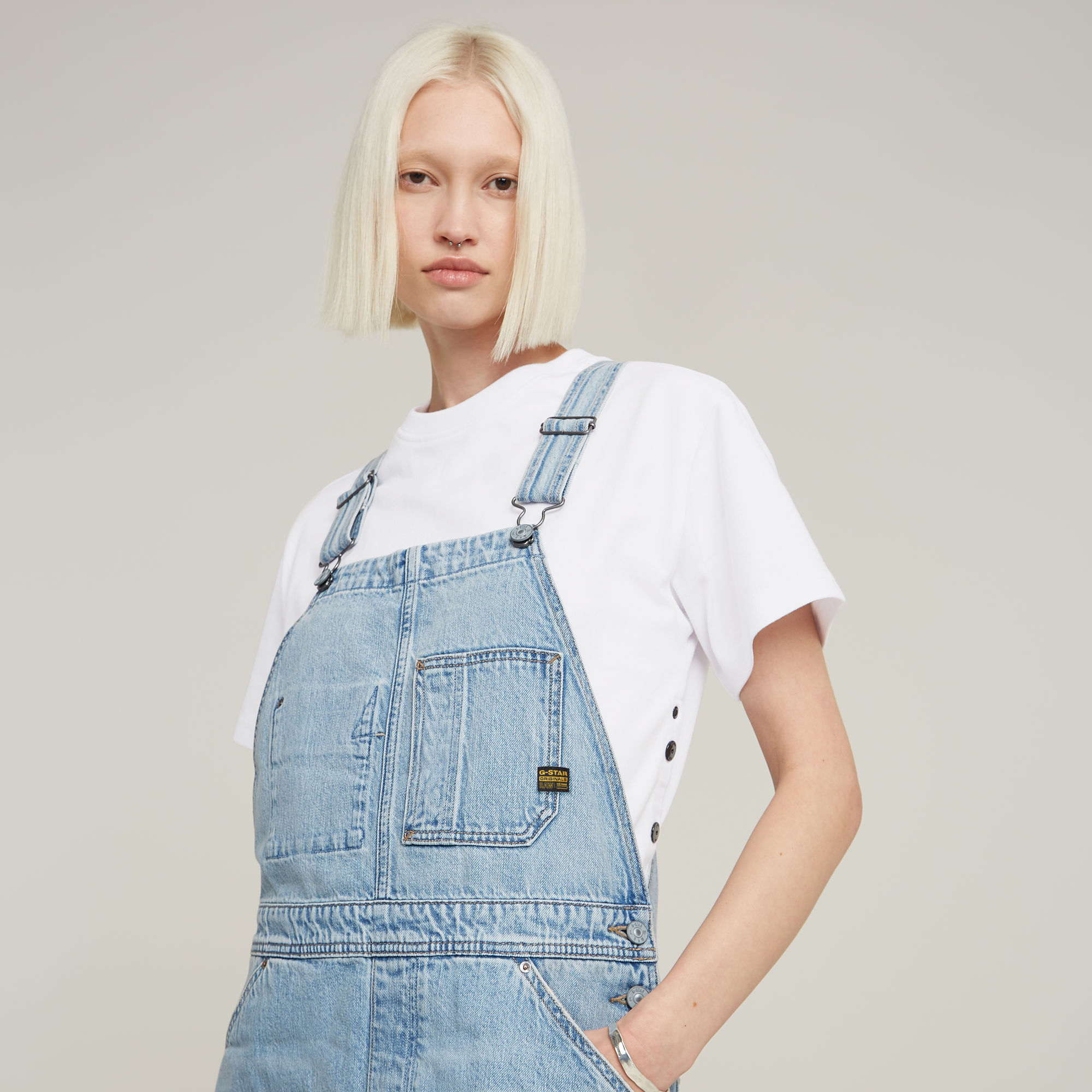 G-Star RAW Midi Tuinbroek Jurk Lichtblauw Dames