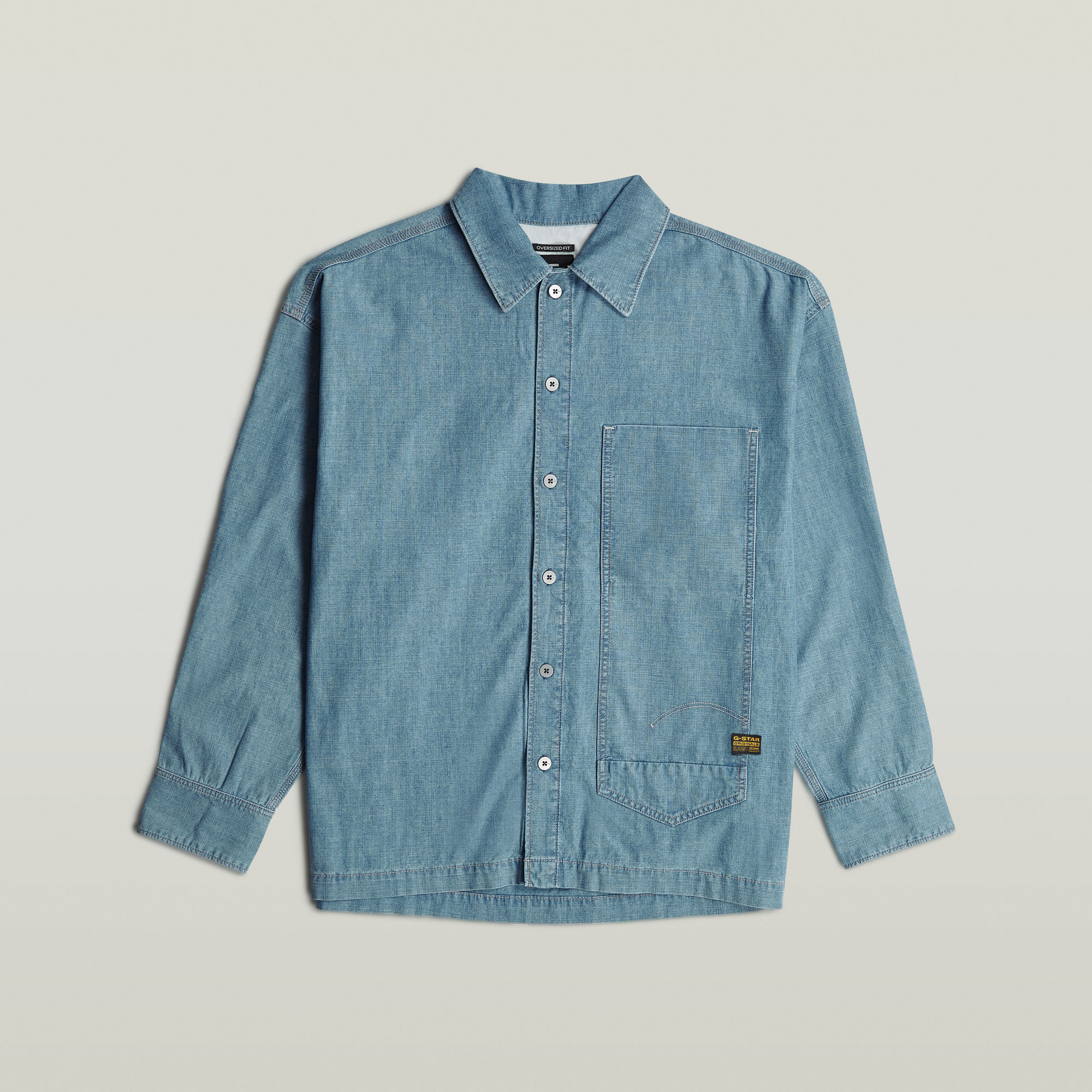 G-Star RAW Long Pocket Boxy Fit Shirt Lichtblauw Heren