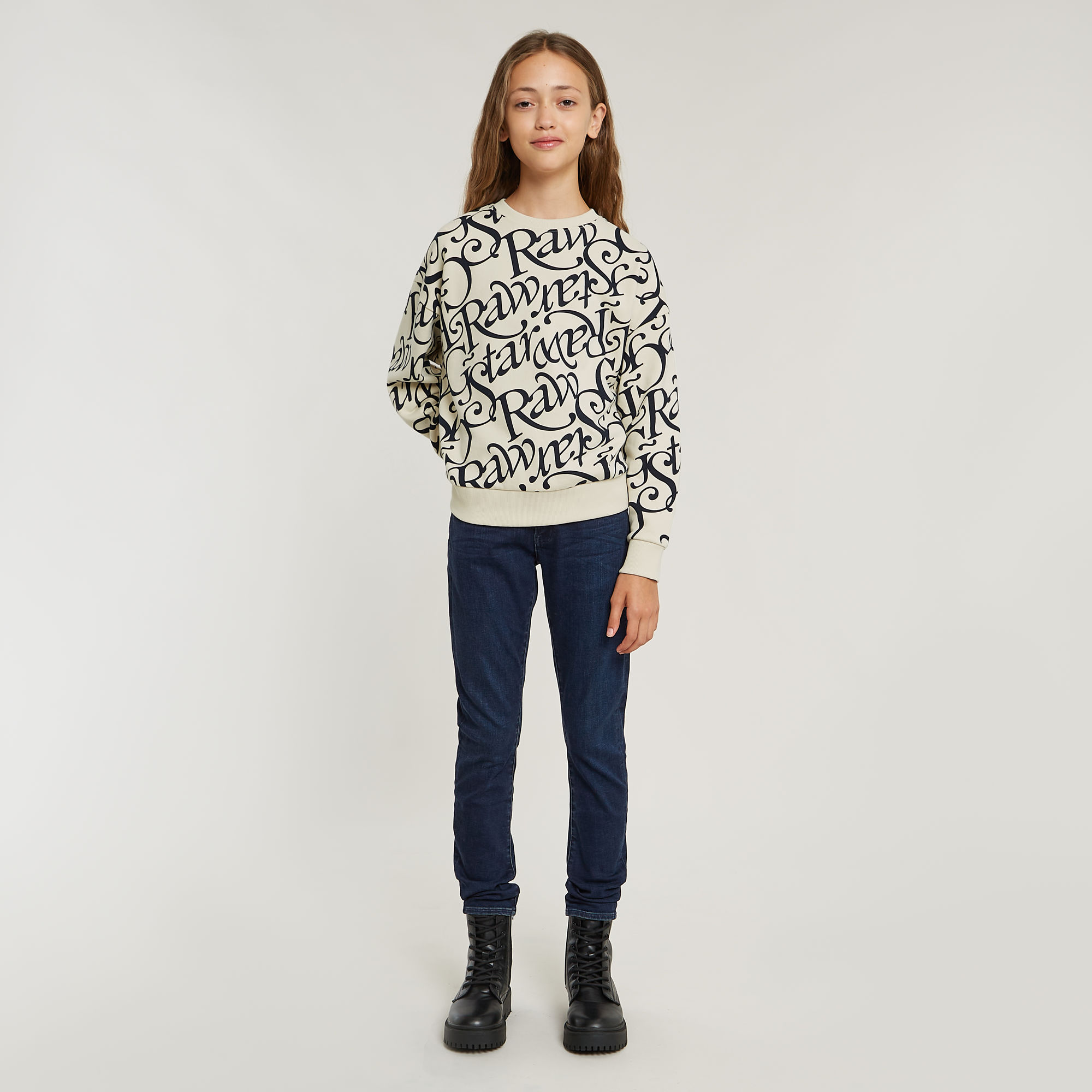 G-Star RAW Meisjes Sweater Unbrushed Donkerblauw meisjes