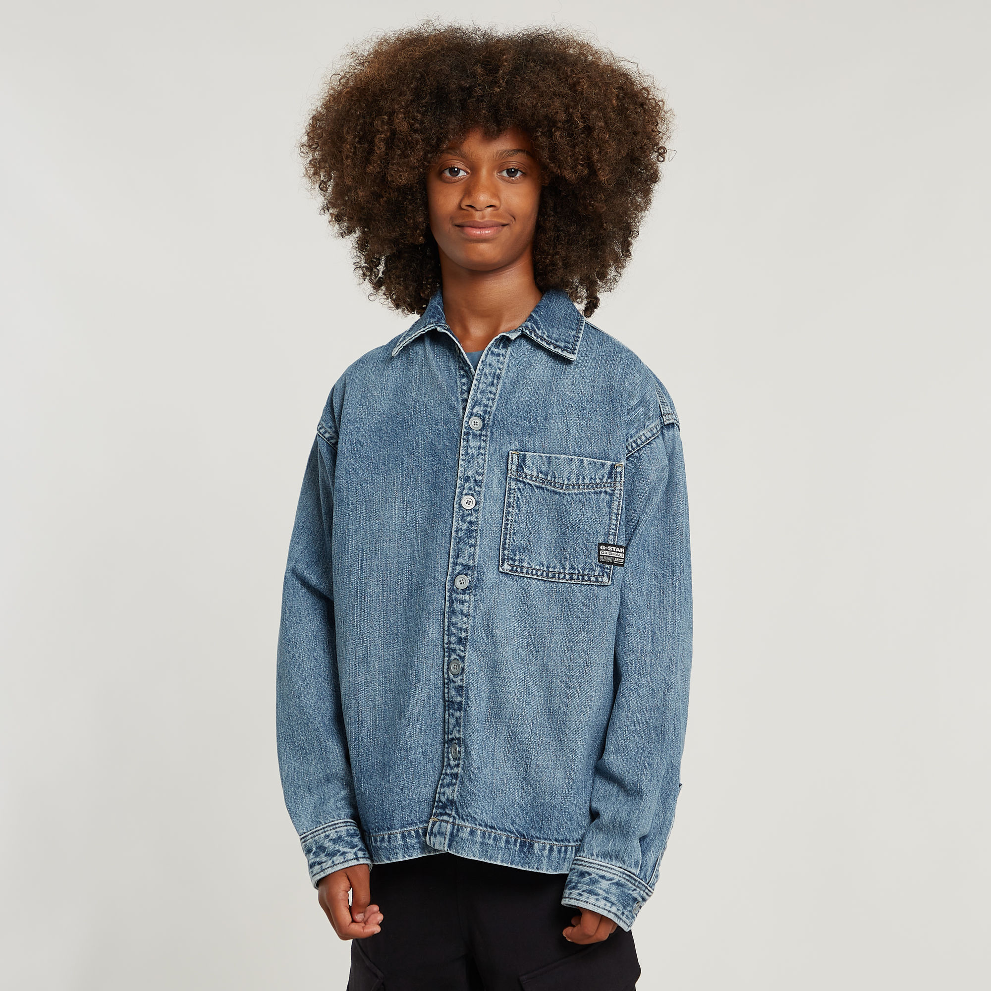 G-Star RAW Jongens Boxy Fit Shirt Midden blauw jongens