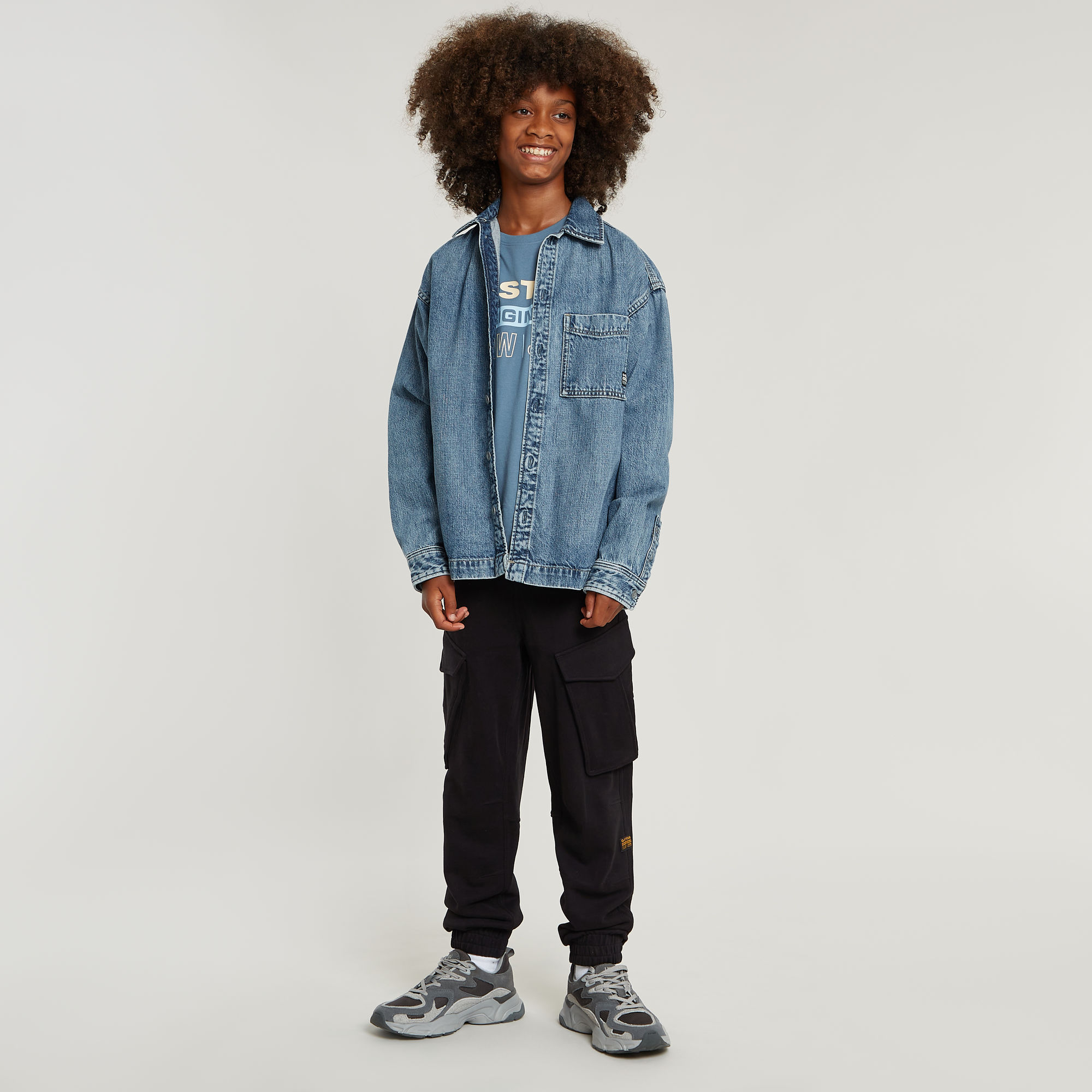 G-Star RAW Jongens Boxy Fit Shirt Midden blauw jongens