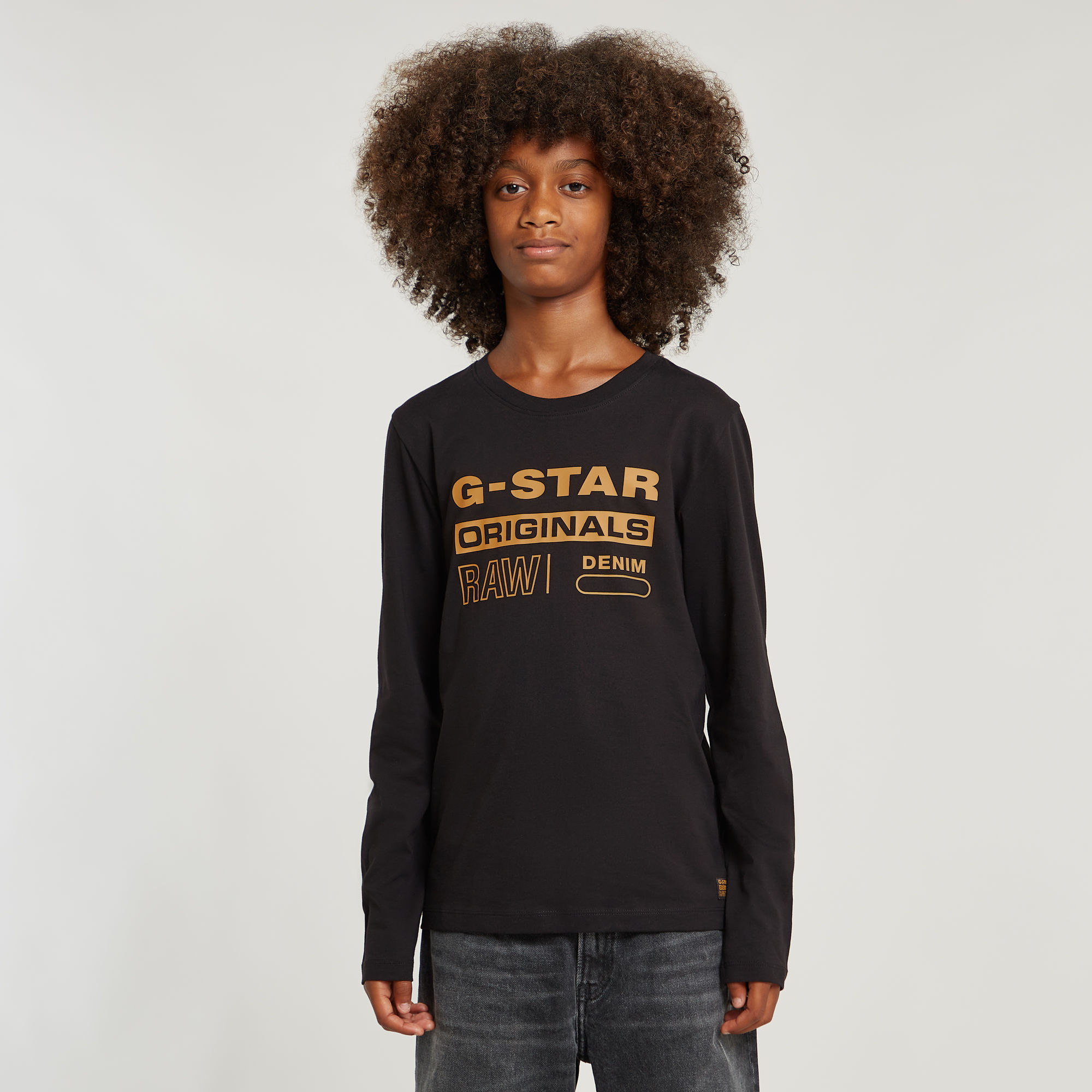 G-Star Raw longsleeve t-shirt l\s regular zwart Jongens Katoen Ronde hals 164