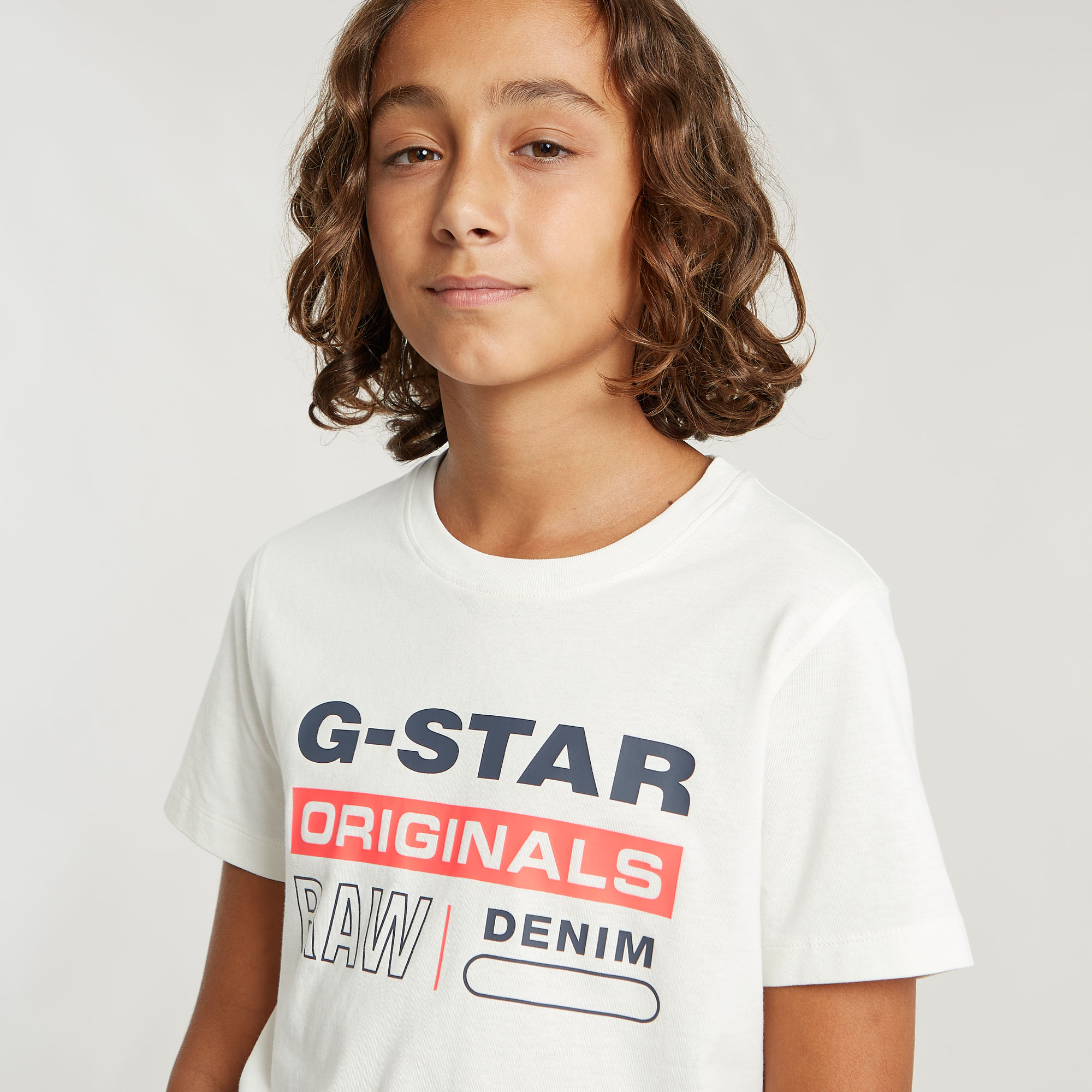 G-Star RAW Jongens T-Shirt Regular Originals Logo Wit jongens