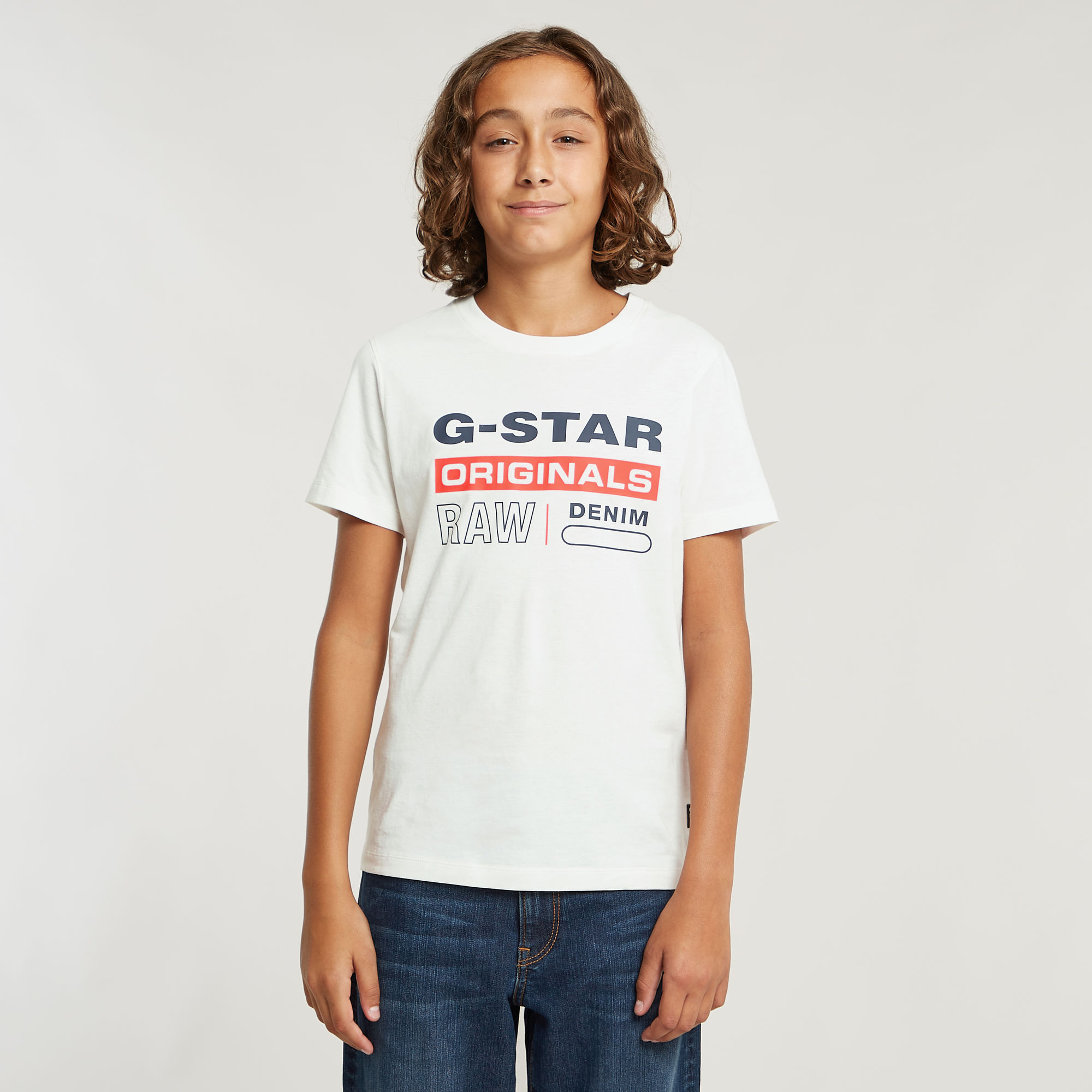 G-Star RAW Jongens T-Shirt Regular Originals Logo Wit jongens