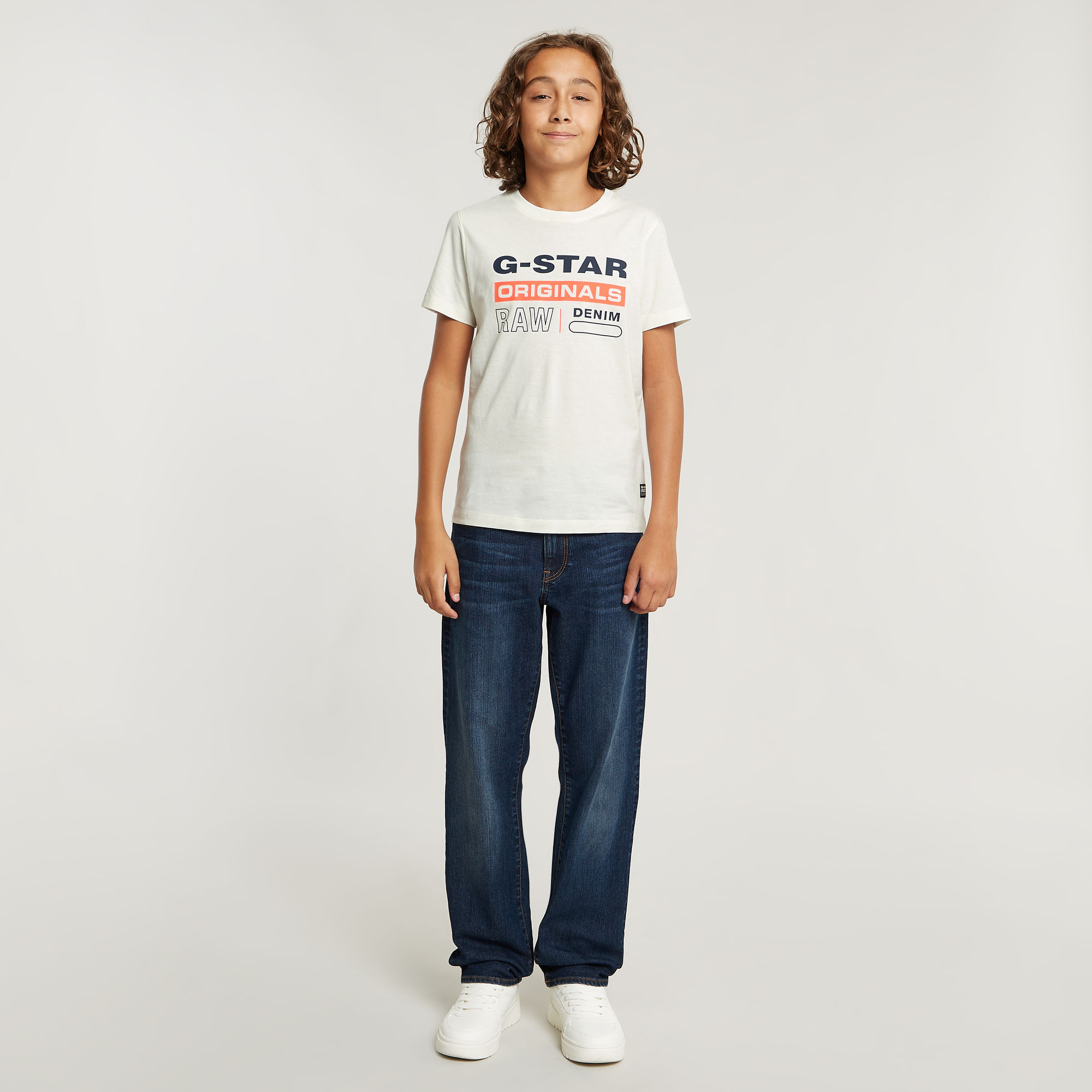 G-Star RAW Jongens T-Shirt Regular Originals Logo Wit jongens