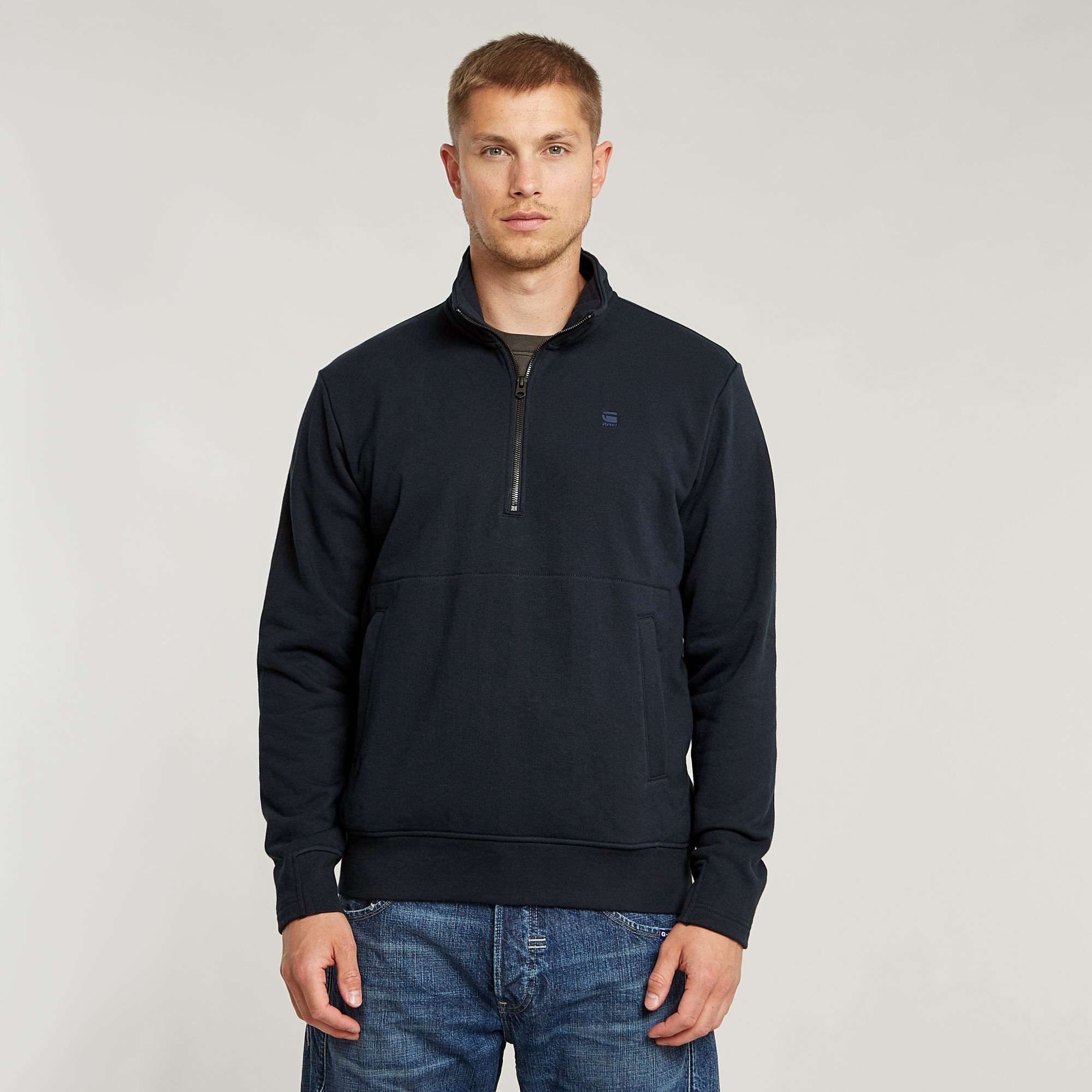 G-Star RAW Nifous Half Zip Sweater Donkerblauw Heren