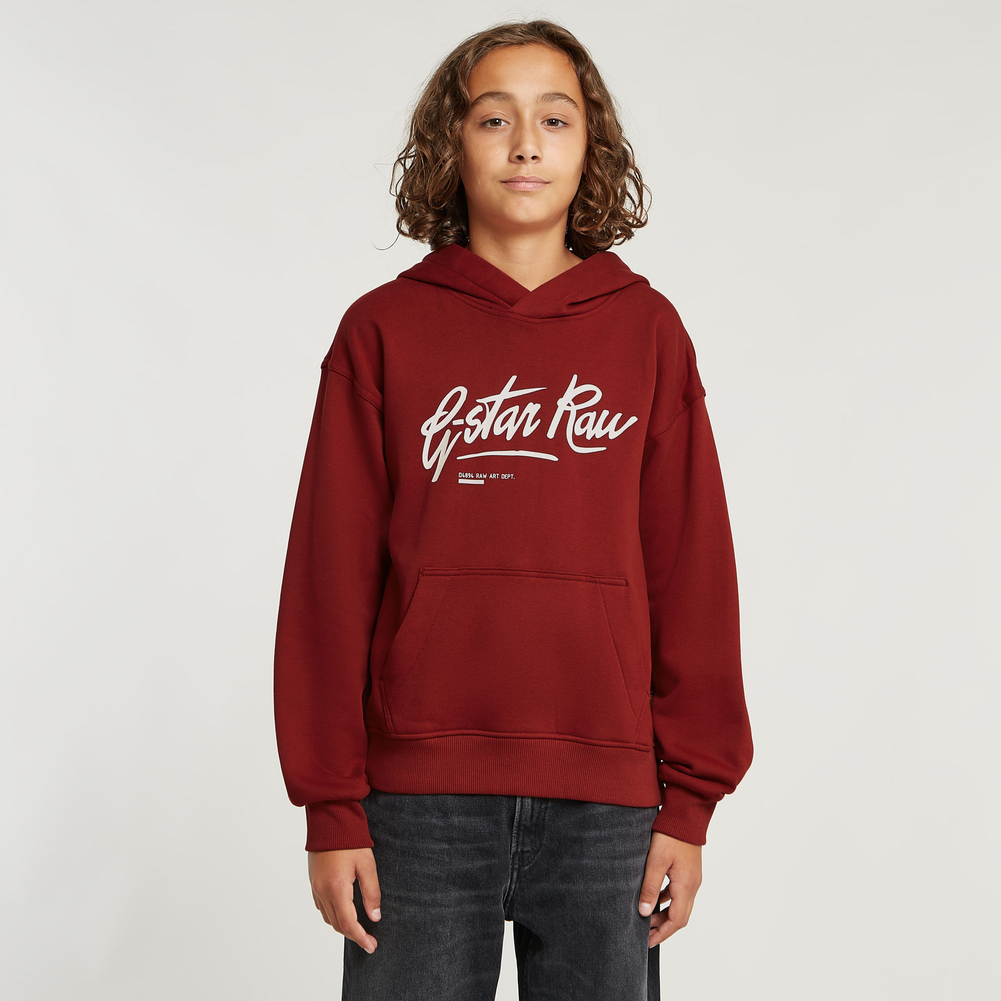 Kids Hoodie Loose Brushed - Rot - jungen