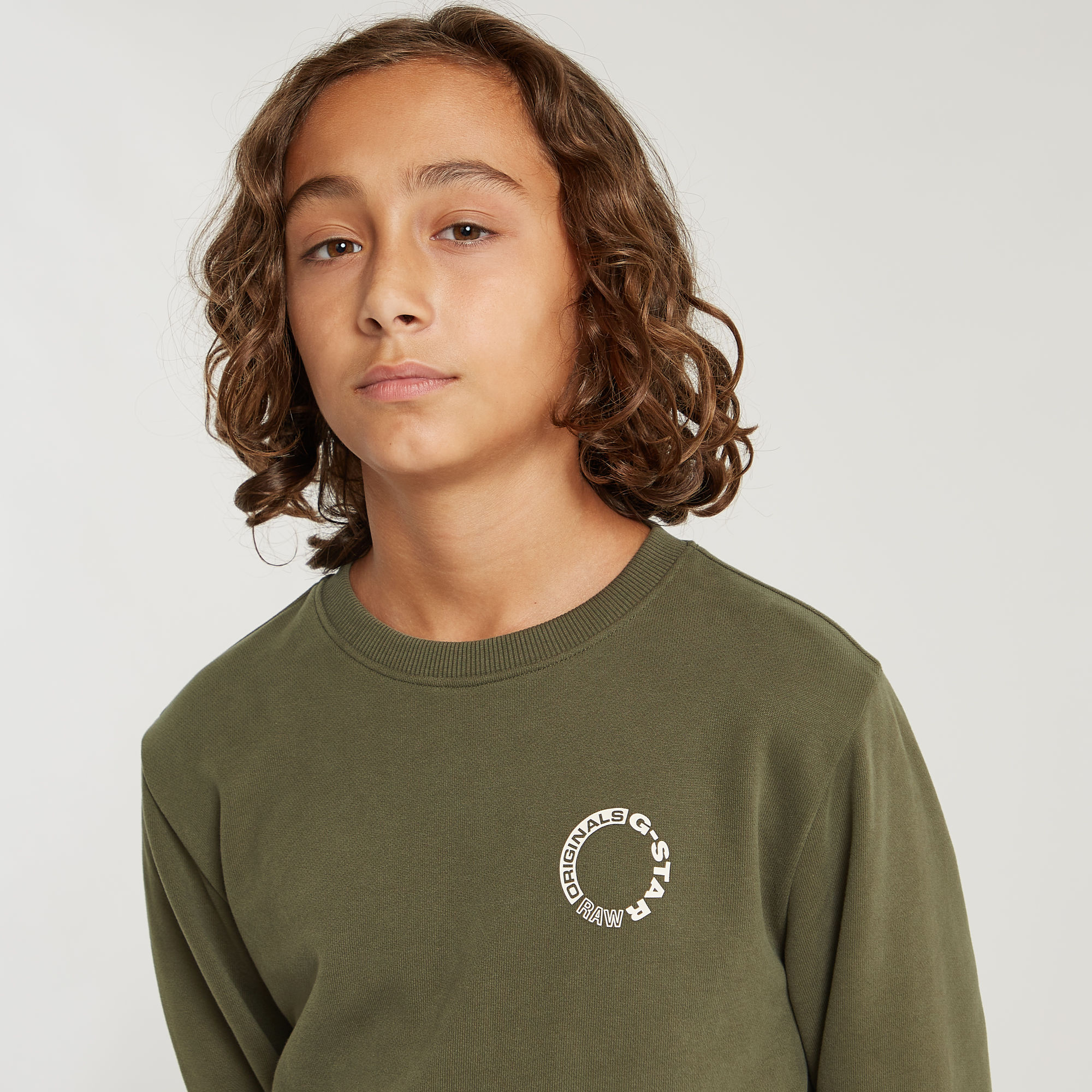 G-Star RAW Jongens Sweater Unbrushed Groen jongens
