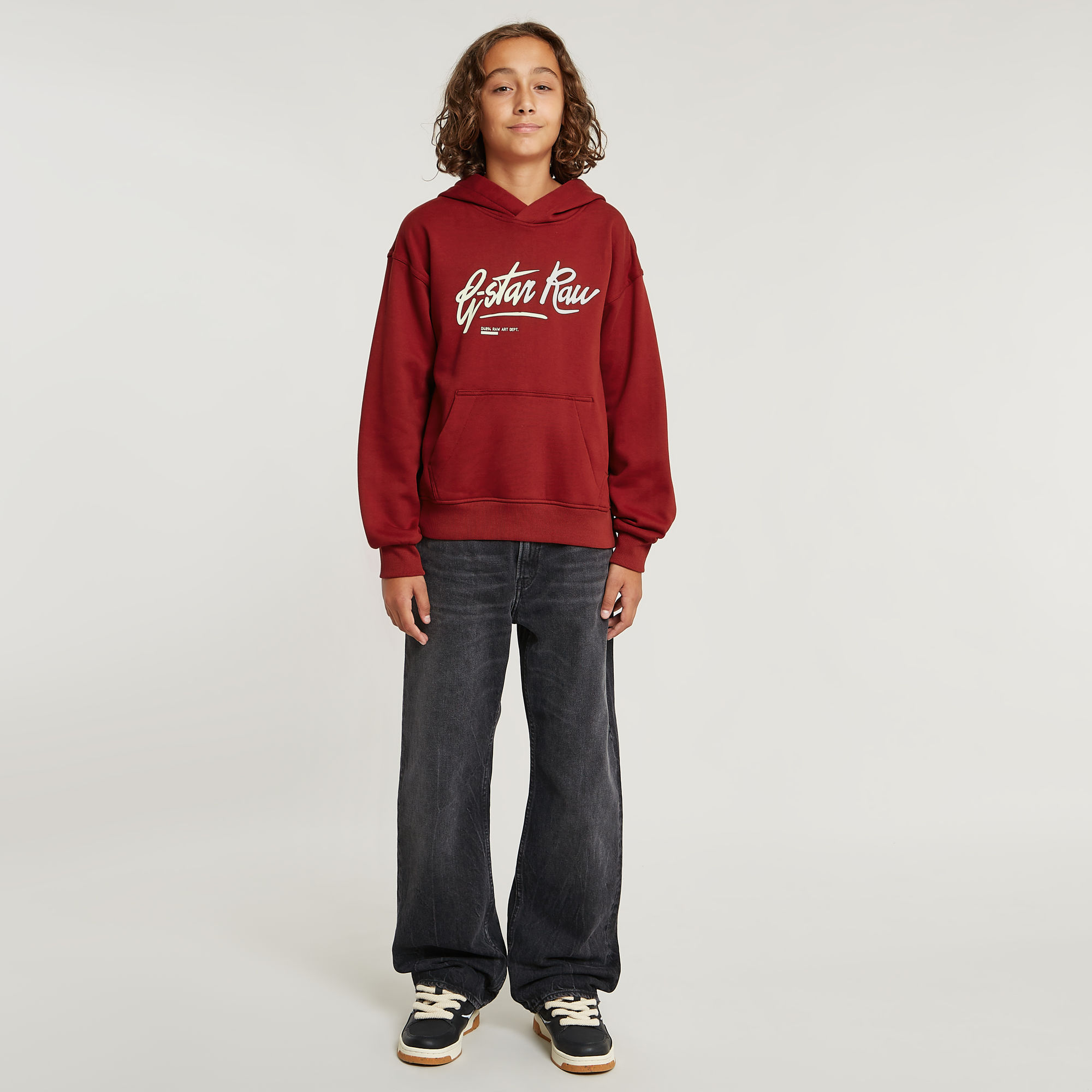 G-Star RAW Jongens Hoodie Loose Brushed Rood jongens