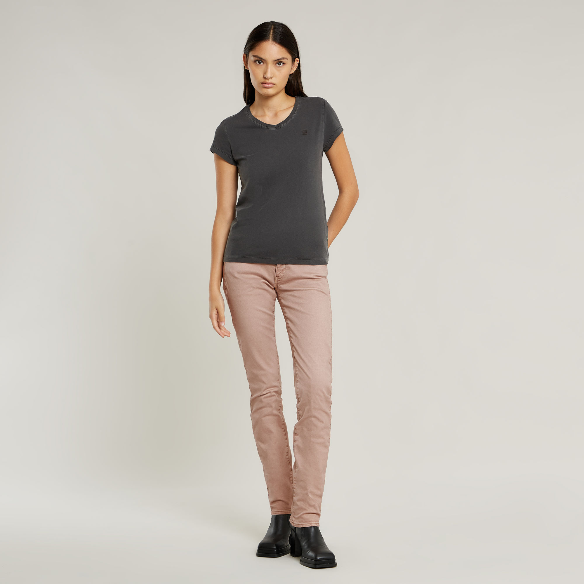 G-Star RAW Overdyed Eyben Slim V-Hals Top 2.0 Zwart Dames