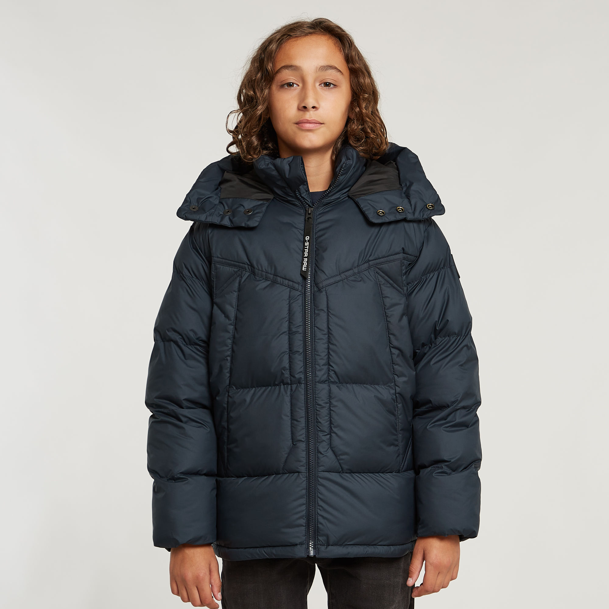 G-Star RAW Jongens Whistler Gewatteerd Jack Met Capuchon Donkerblauw jongens