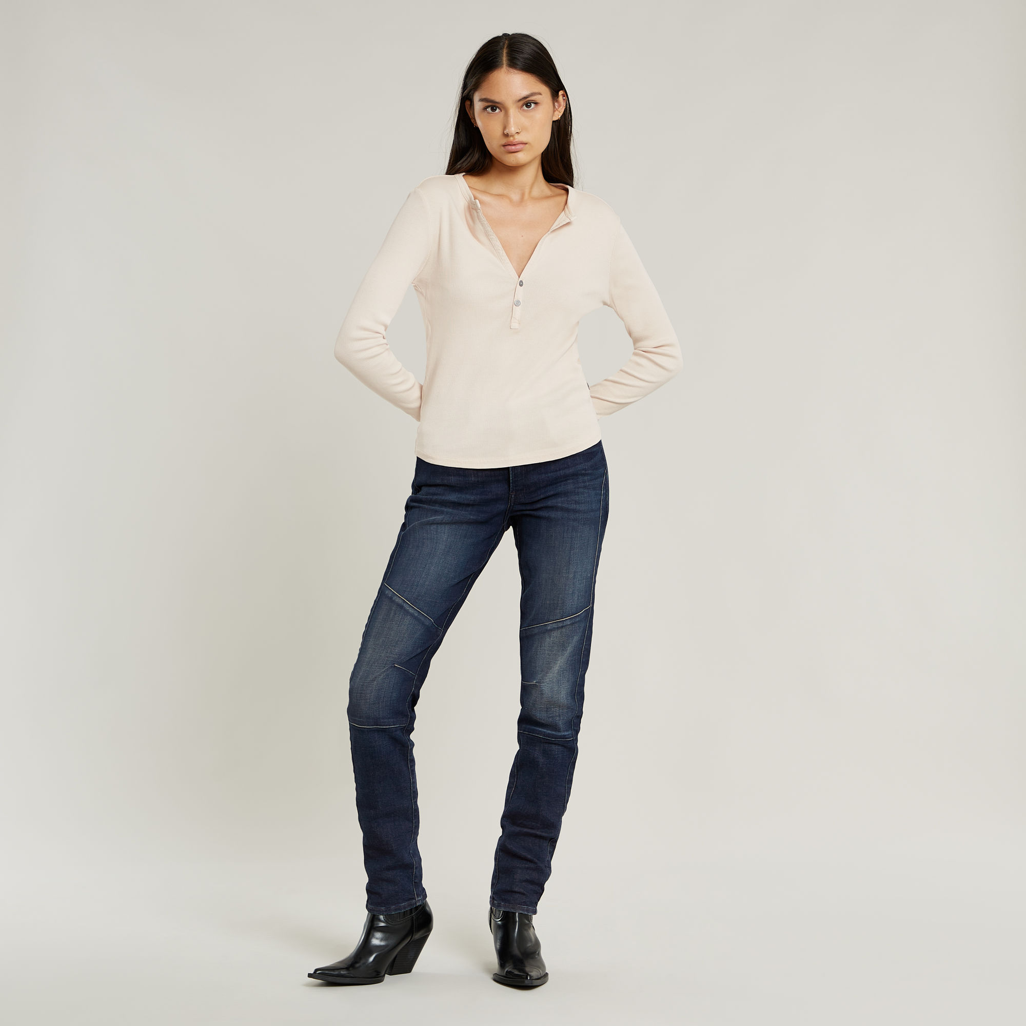 G-Star RAW Deep V-Hals Slim Top Roze Dames
