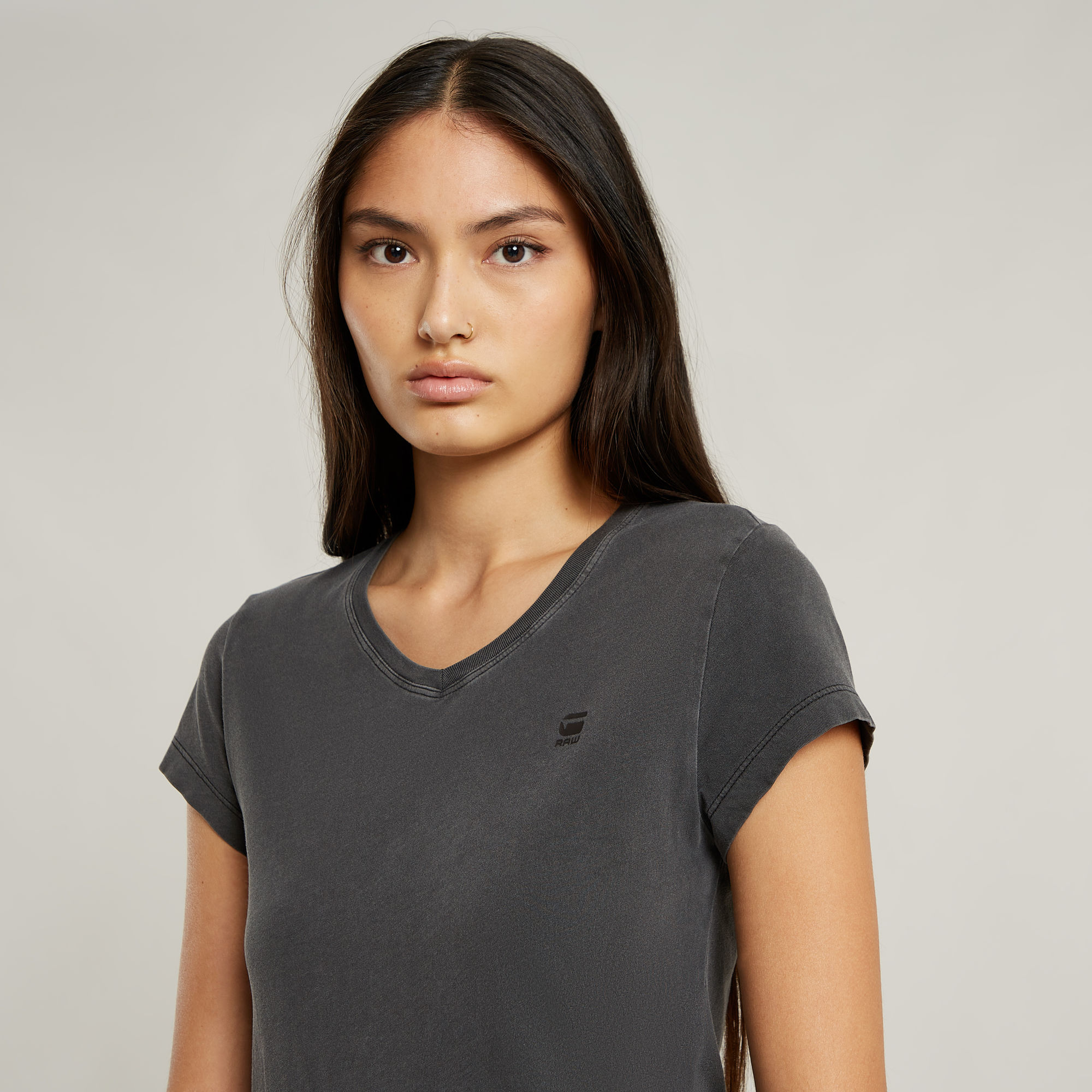 G-Star RAW Overdyed Eyben Slim V-Hals Top 2.0 Zwart Dames