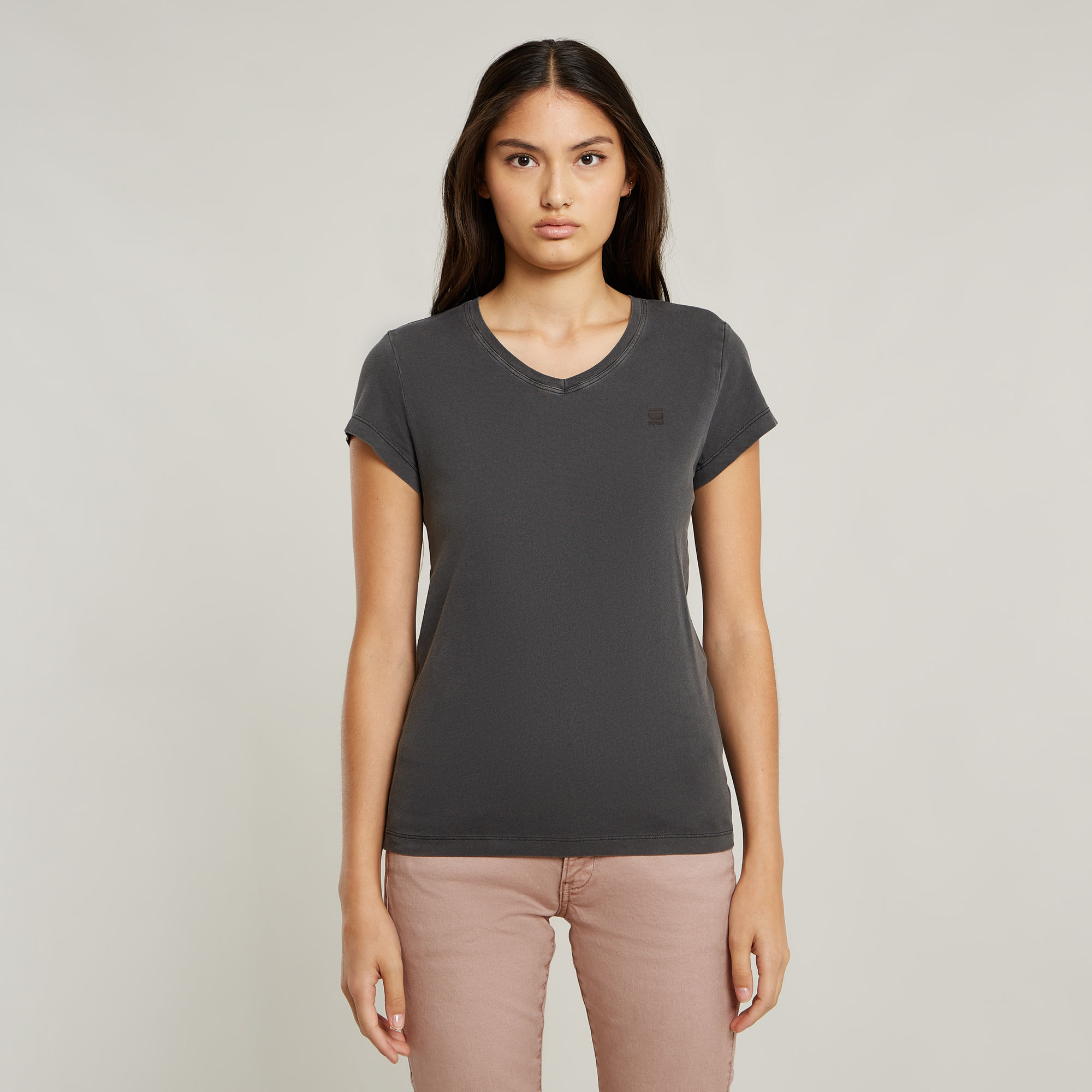 G-Star RAW Overdyed Eyben Slim V-Hals Top 2.0 - Zwart - Dames