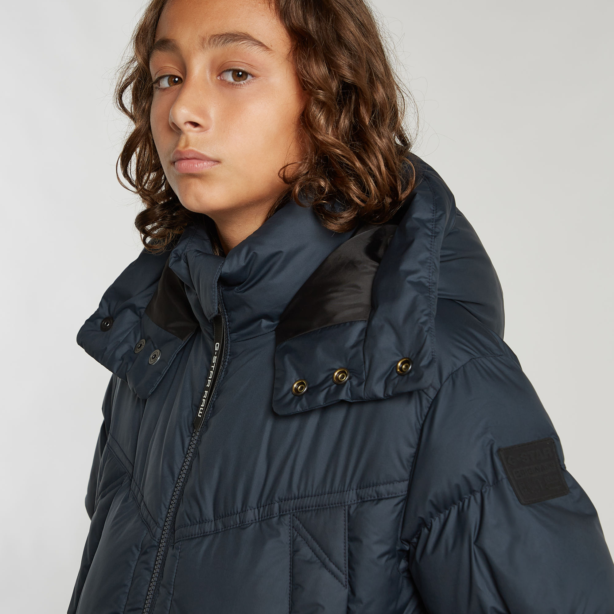 G-Star RAW Jongens Whistler Gewatteerd Jack Met Capuchon Donkerblauw jongens