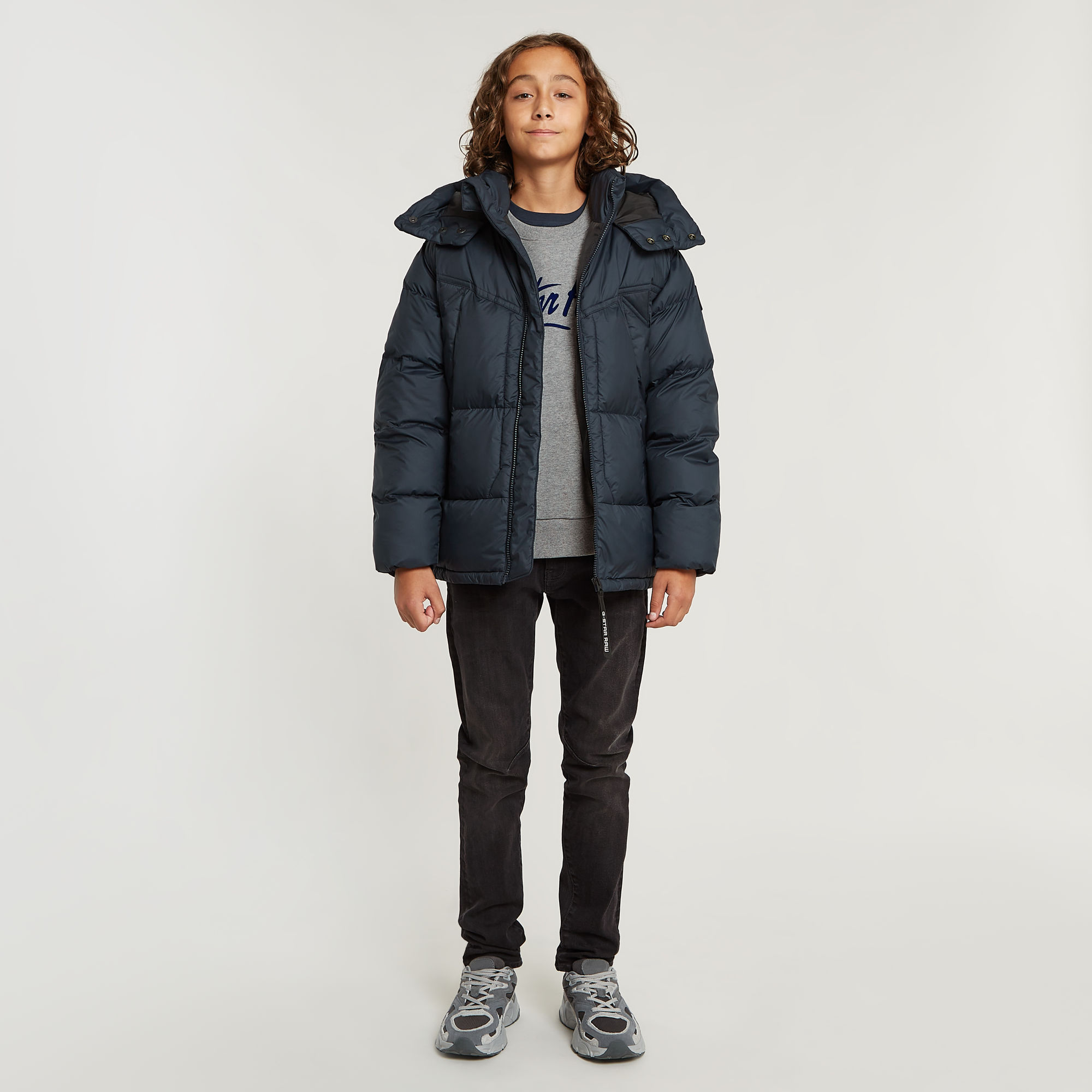 G-Star RAW Jongens Whistler Gewatteerd Jack Met Capuchon Donkerblauw jongens