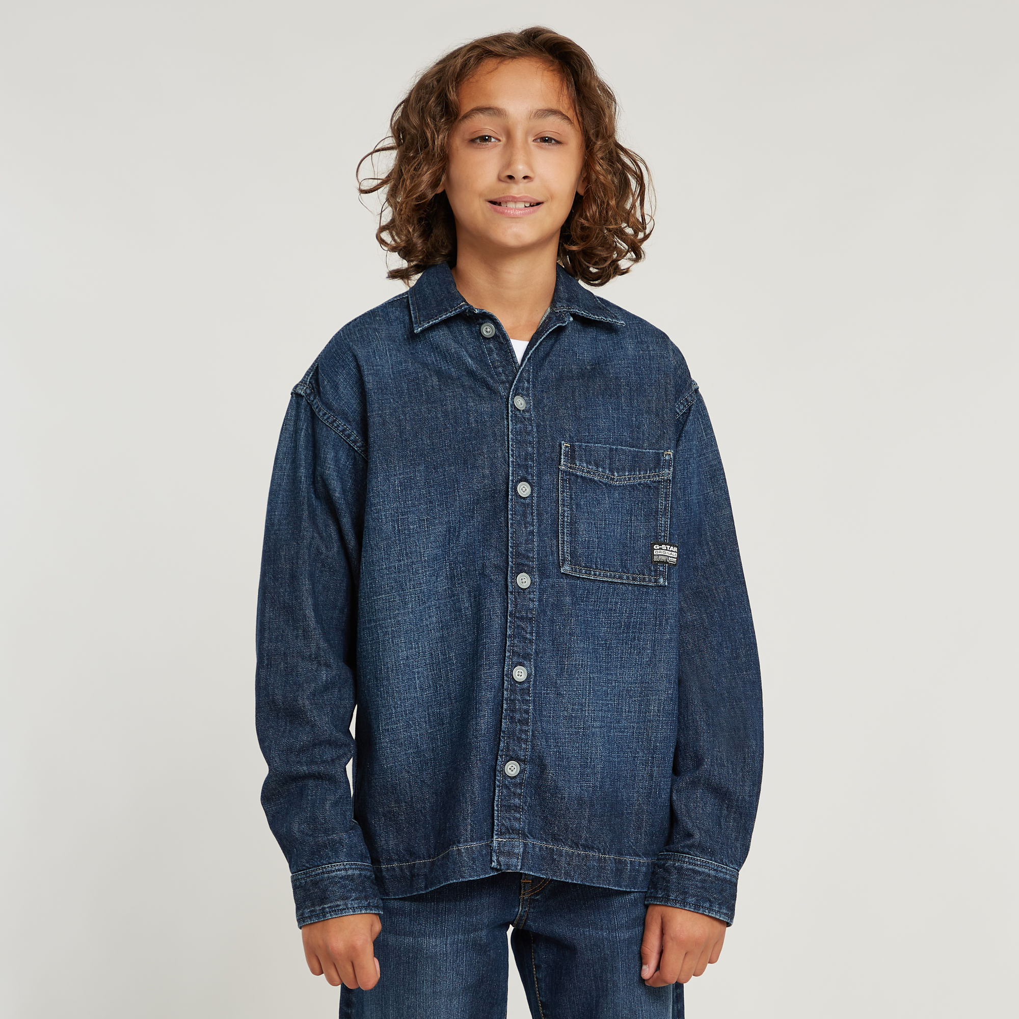 

Jongens Boxy Fit Shirt - Donkerblauw - jongens