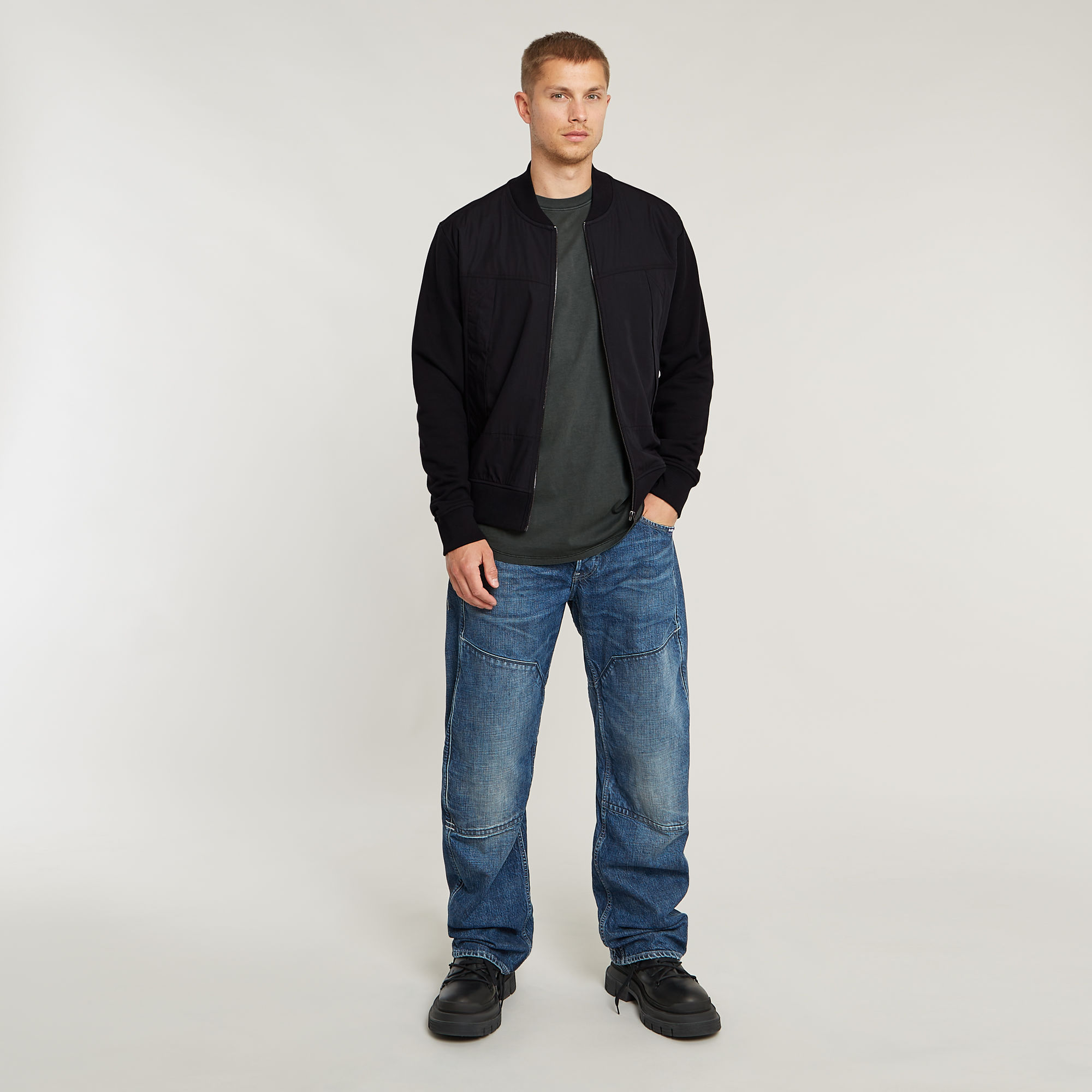 G-Star RAW Woven Mix Relaxed Sweater Zwart Heren