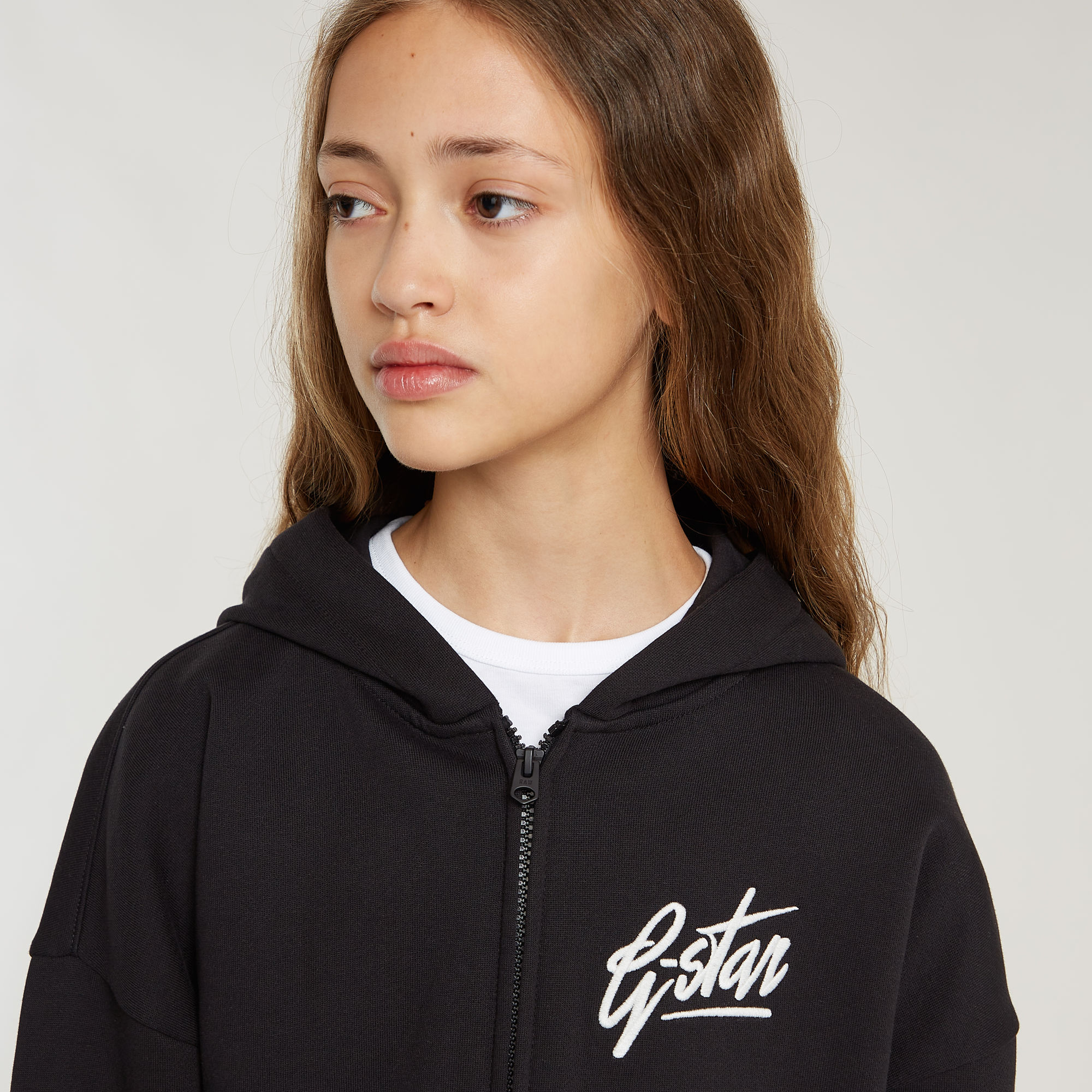 G-Star RAW Meisjes Hoodie Zipp Brushed Zwart meisjes
