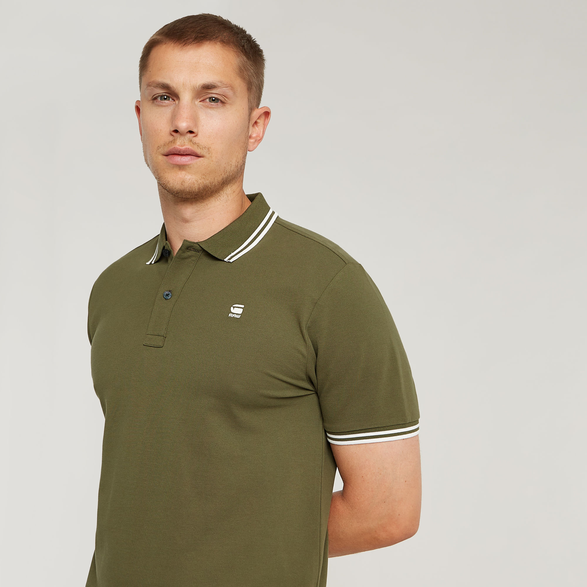 G-Star RAW Dunda Slim Stripe Polo Groen Heren