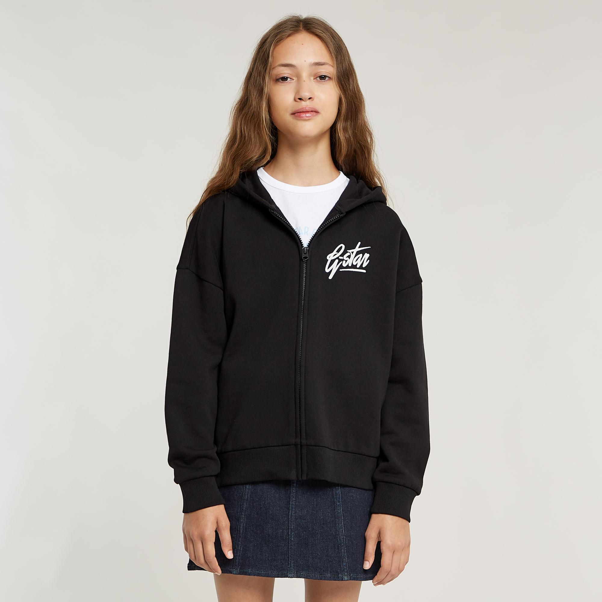 

Kids Hoodie Zipp Brushed - Black - girls