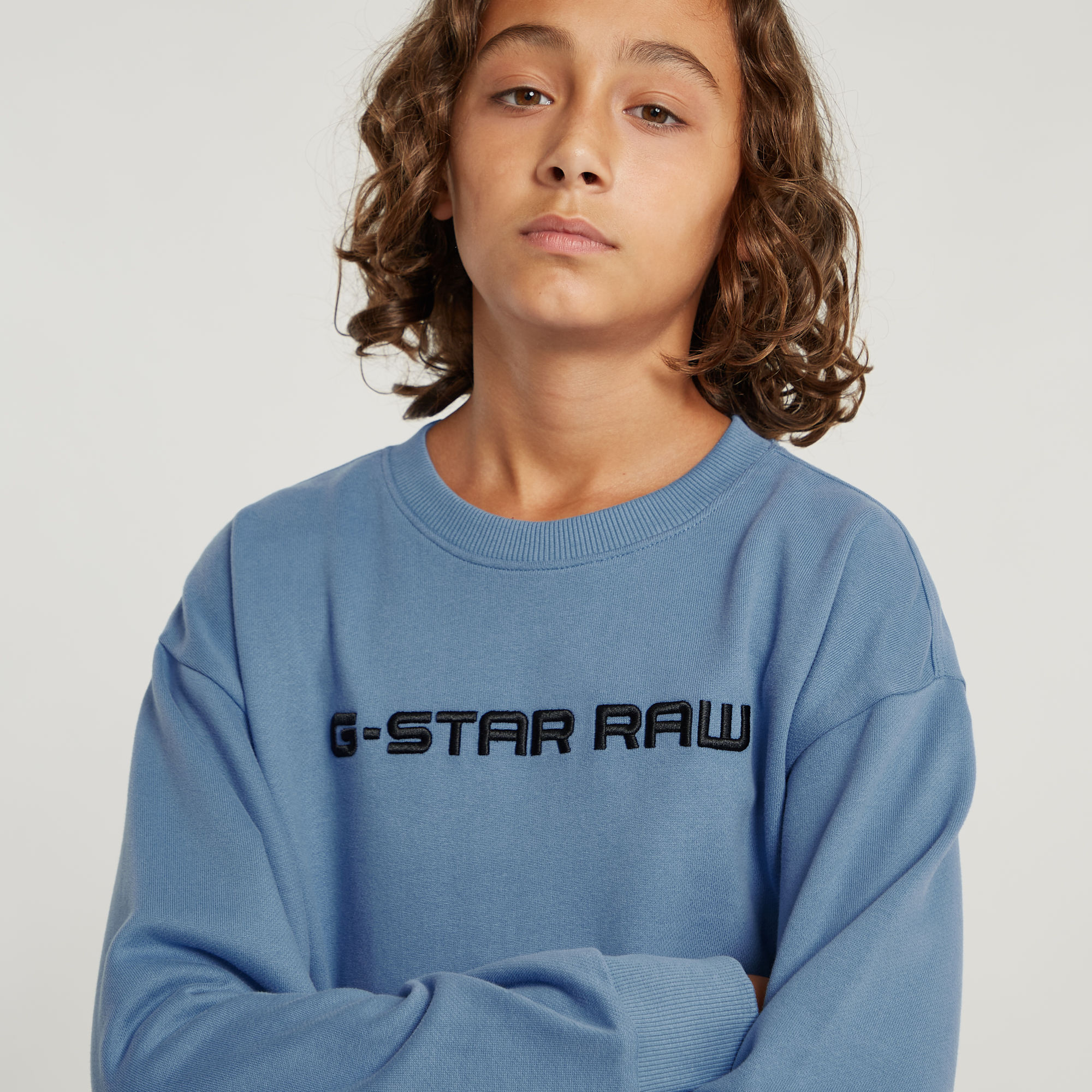 G-Star RAW Kids Unisex Sweater Loose Unbrushed Midden blauw jongens