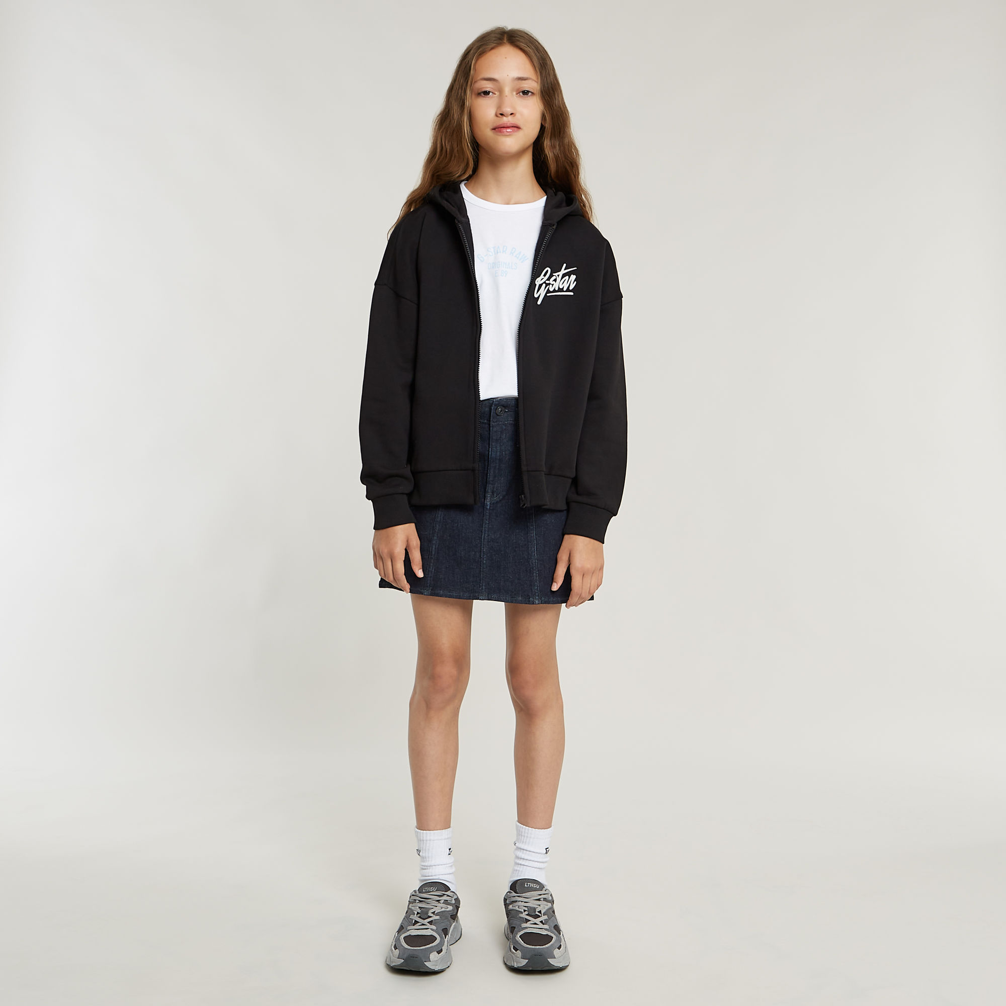 G-Star RAW Meisjes Hoodie Zipp Brushed Zwart meisjes
