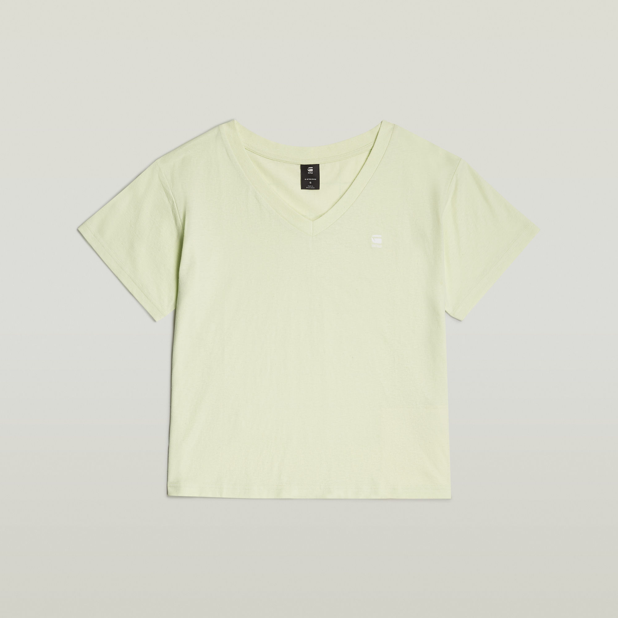 Thumbnail - Open V-Neck Relaxed T-Shirt - Grün - Damen