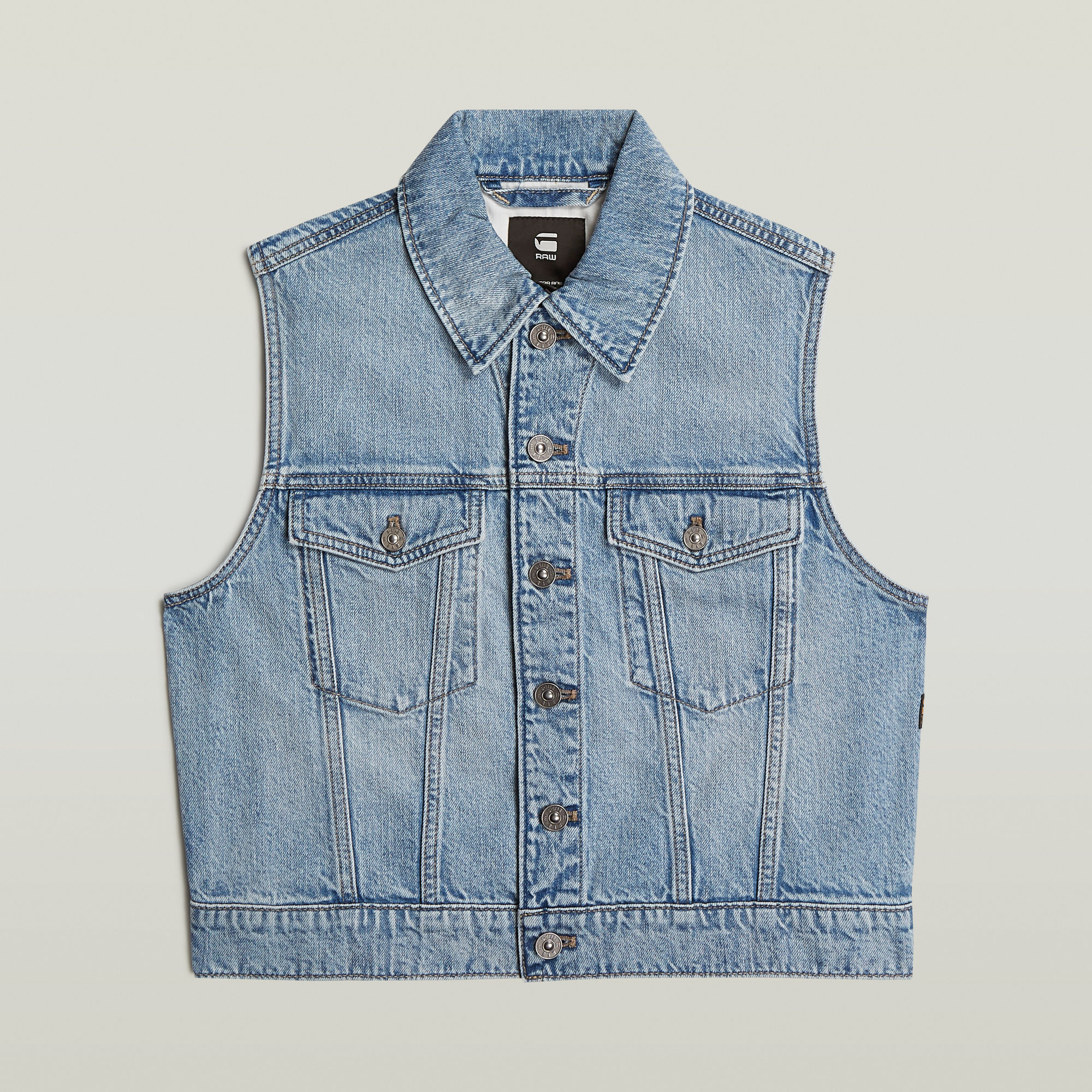 Thumbnail - Shrunken Denim Weste - Hellblau - Damen