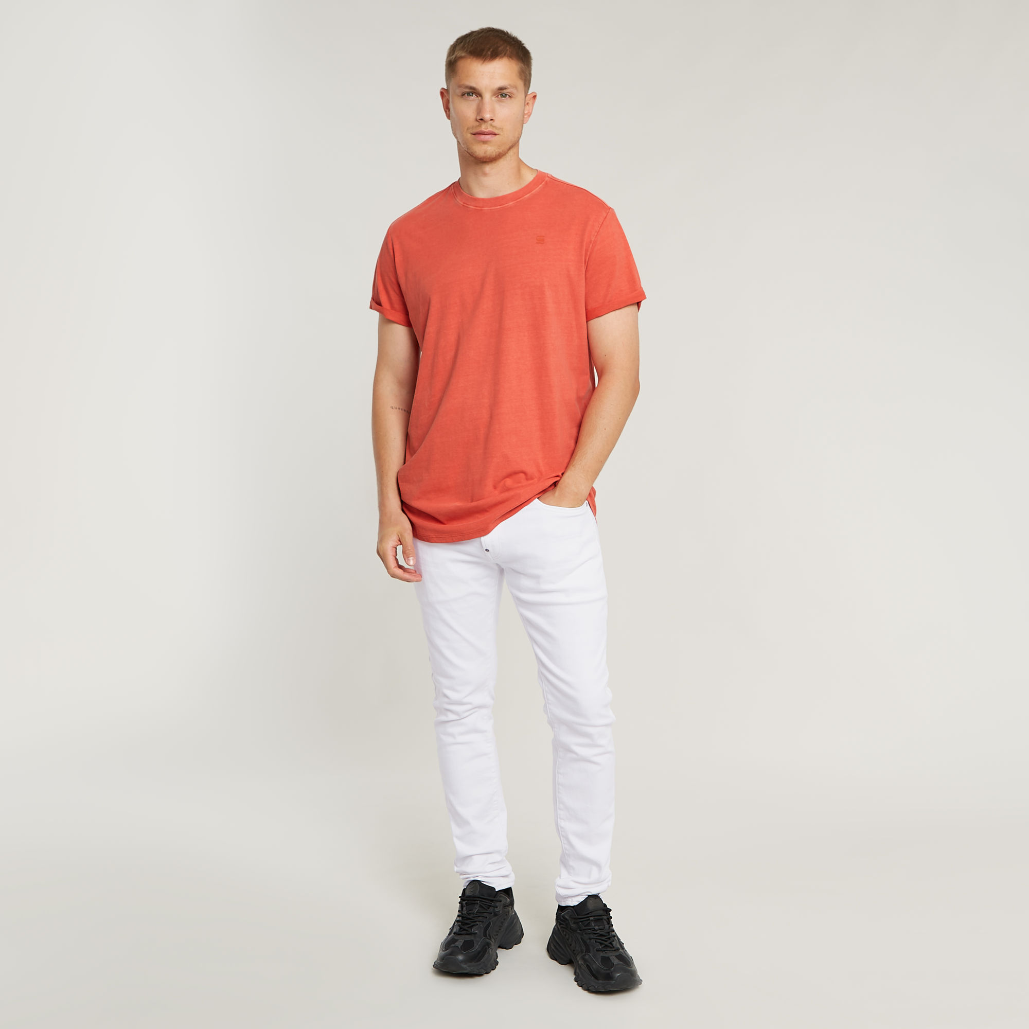 G-Star RAW Text Back Graphic Overdyed Lash T-Shirt Rood Heren