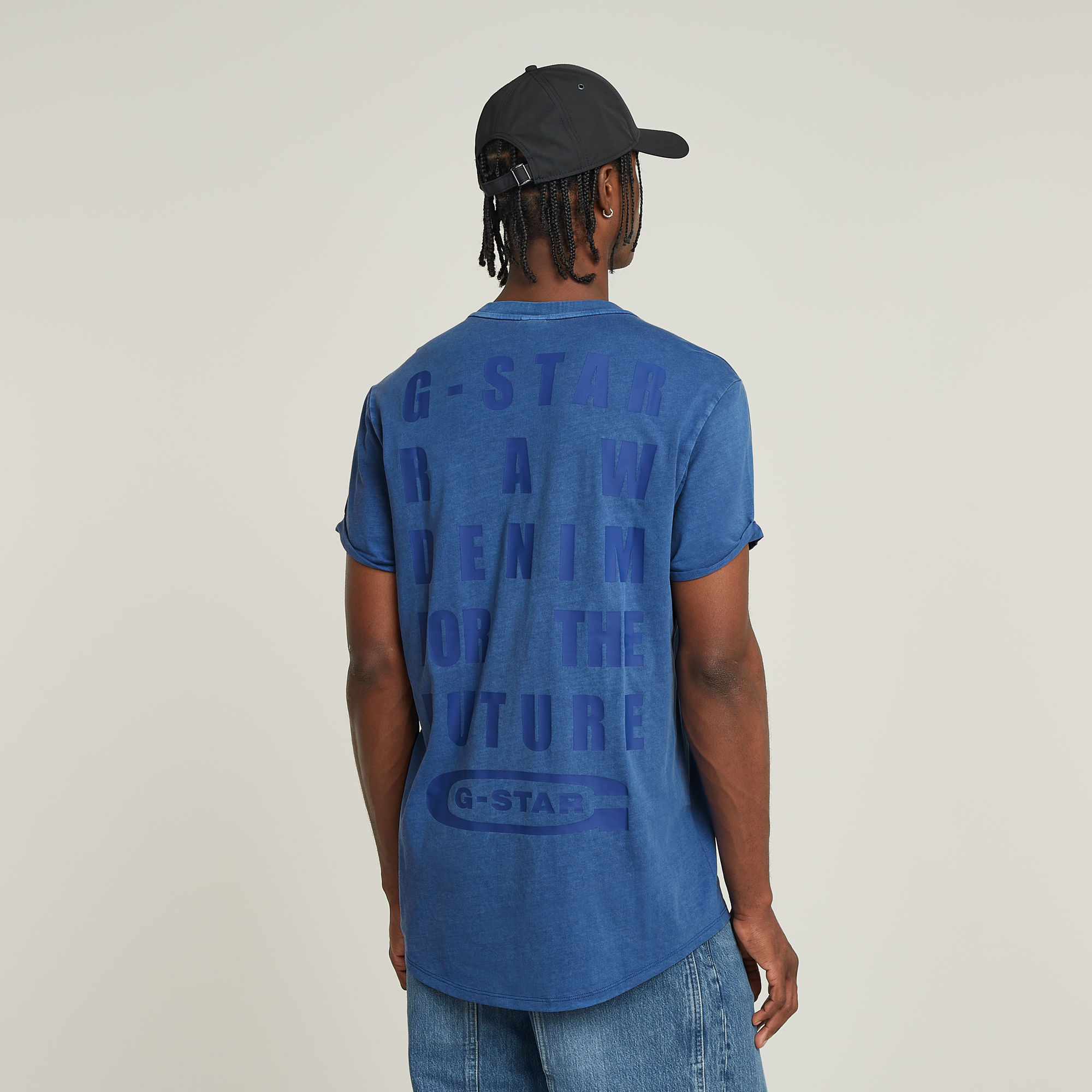 

Text Back Graphic Overdyed Lash T-Shirt - Medium blue - Men