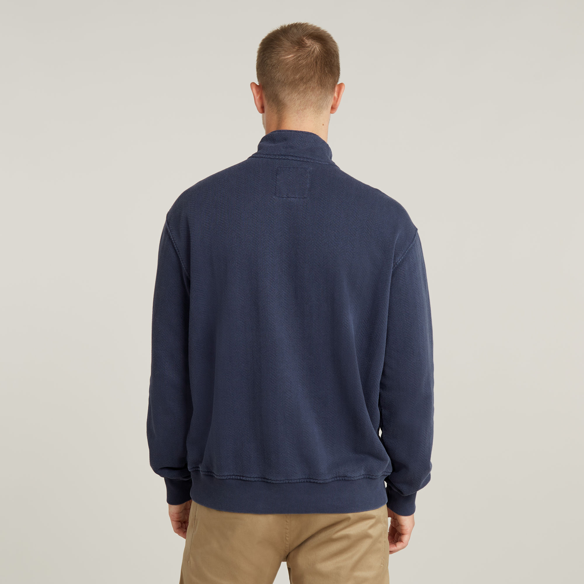 G-Star RAW Washed Half Zip Relaxed Sweater Donkerblauw Heren