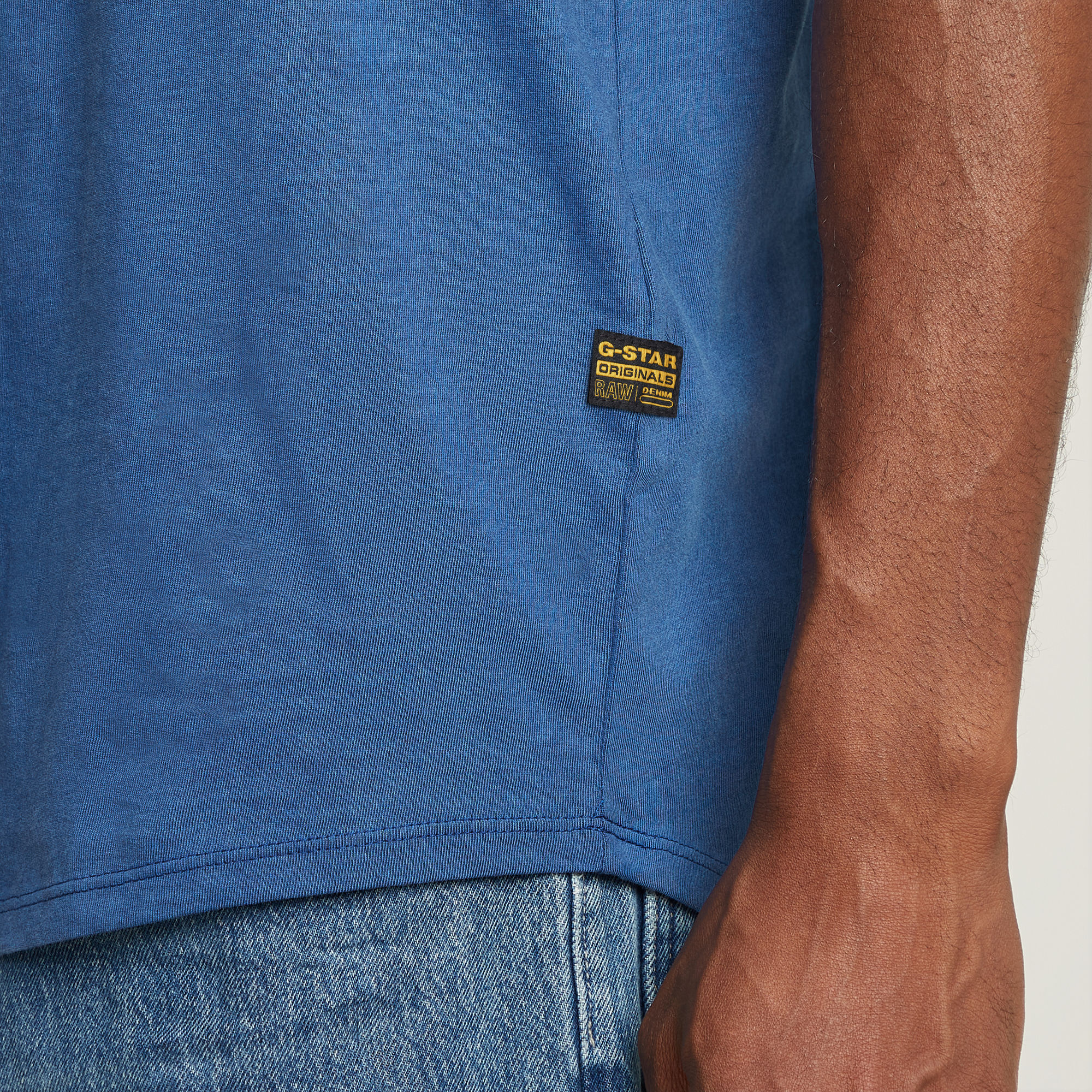 G-Star RAW Text Back Graphic Overdyed Lash T-Shirt Midden blauw Heren