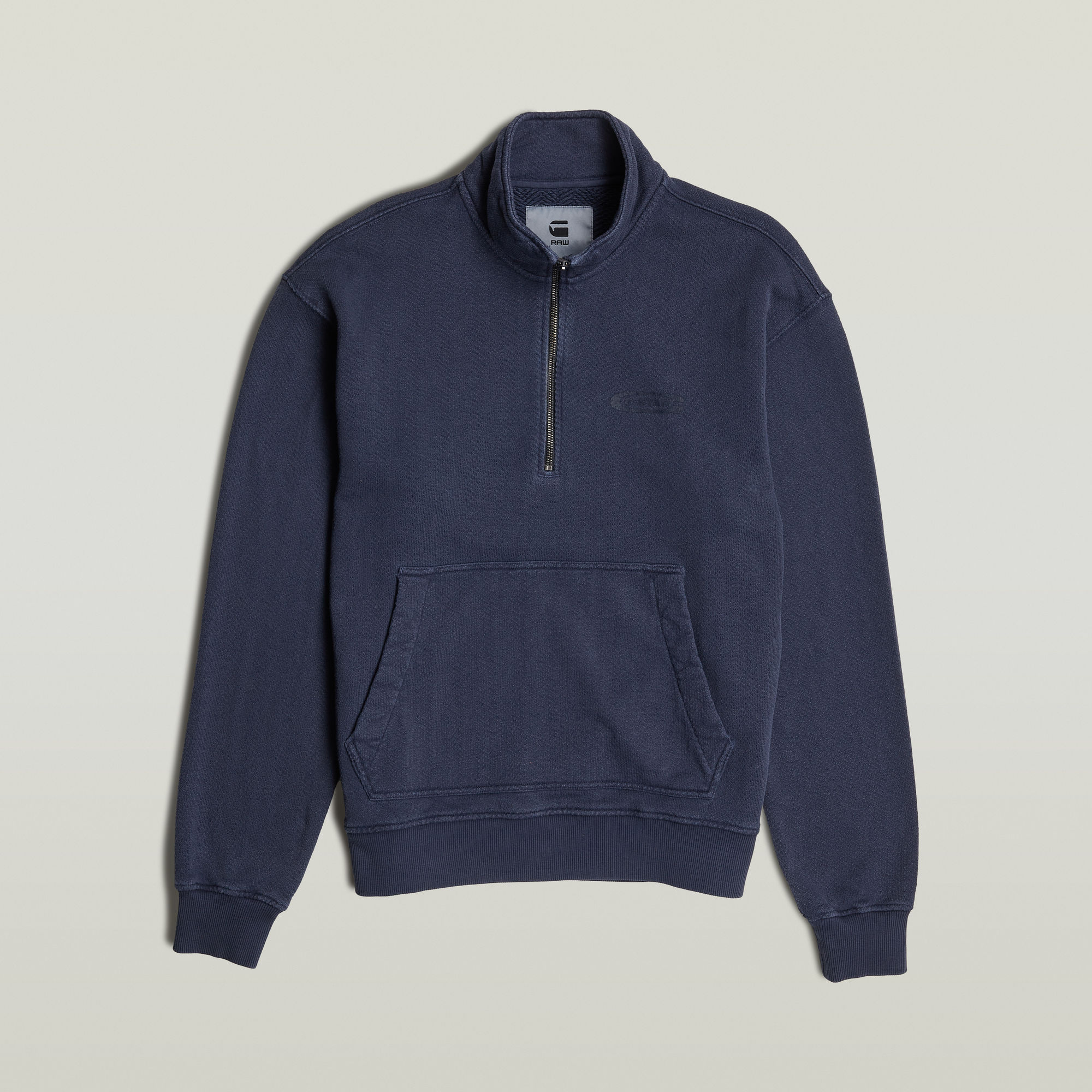 G-Star RAW Washed Half Zip Relaxed Sweater Donkerblauw Heren