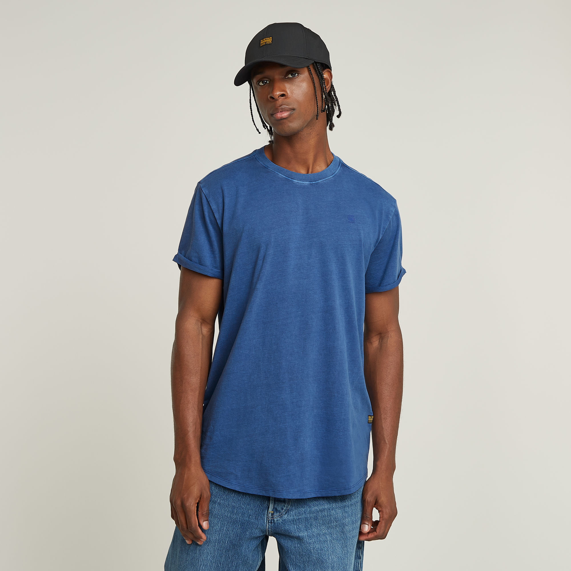 G-Star RAW Text Back Graphic Overdyed Lash T-Shirt Midden blauw Heren