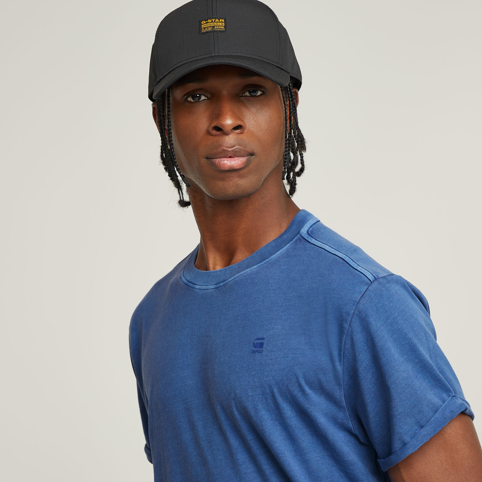 G-Star RAW Text Back Graphic Overdyed Lash T-Shirt Midden blauw Heren