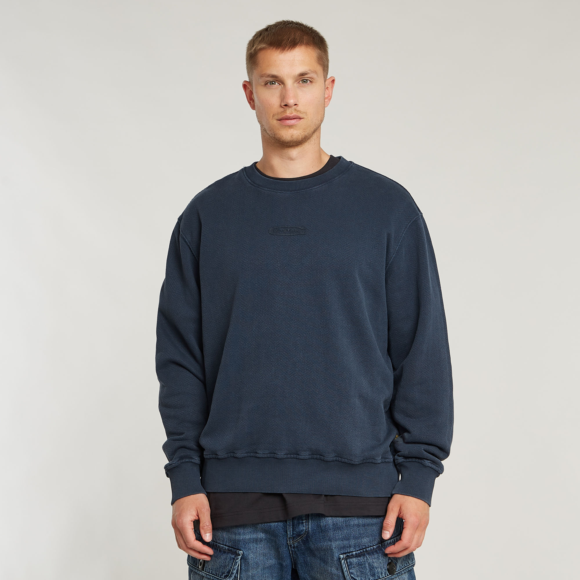 

Washed Relaxed Sweater - Dark blue - Men