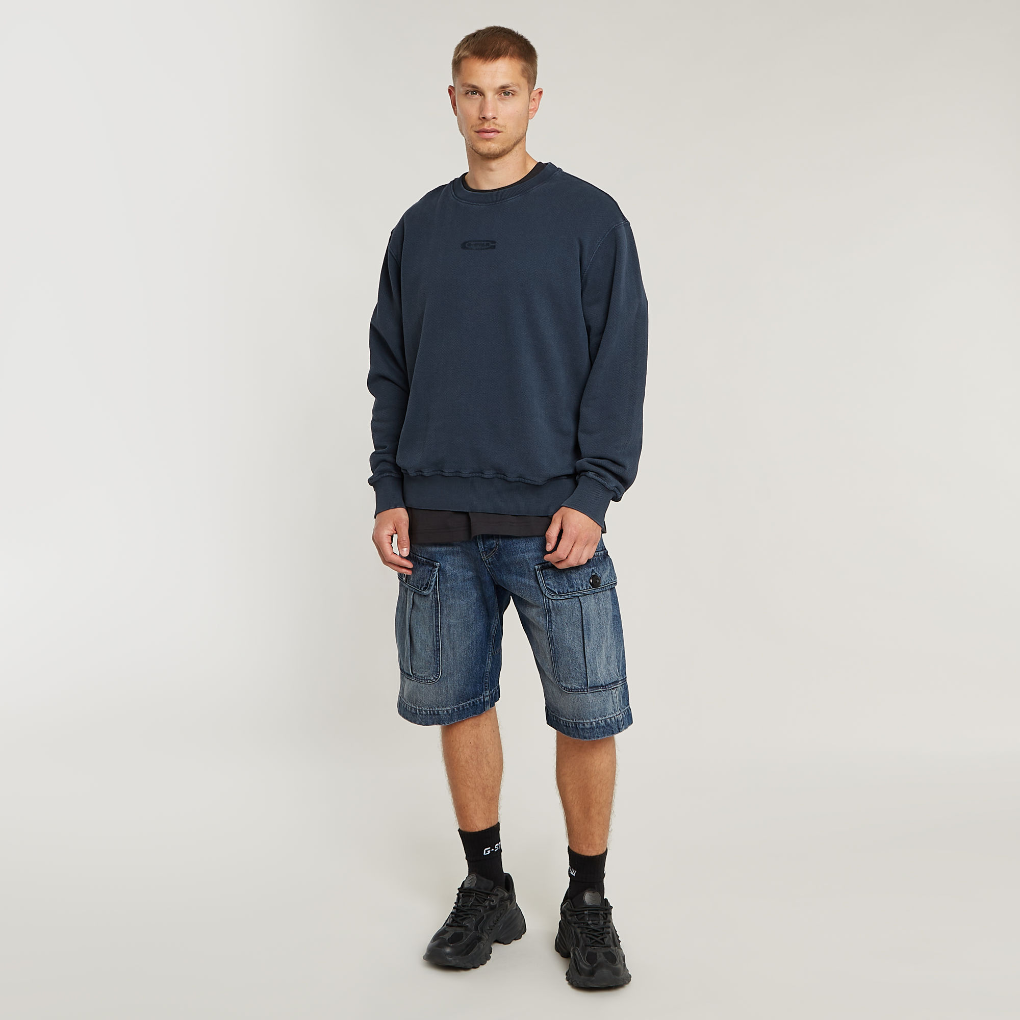 G-Star RAW Washed Relaxed Sweater Donkerblauw Heren
