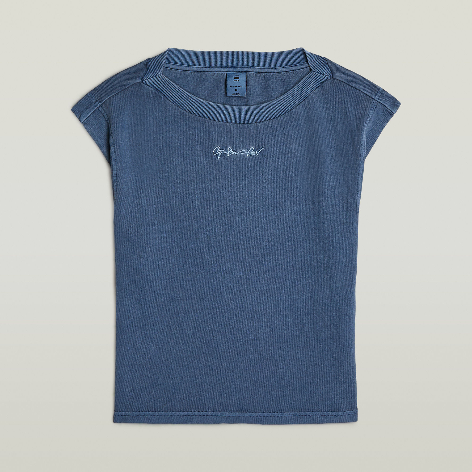 G-Star RAW Mini G-Script Logo Overdyed Top Midden blauw Dames