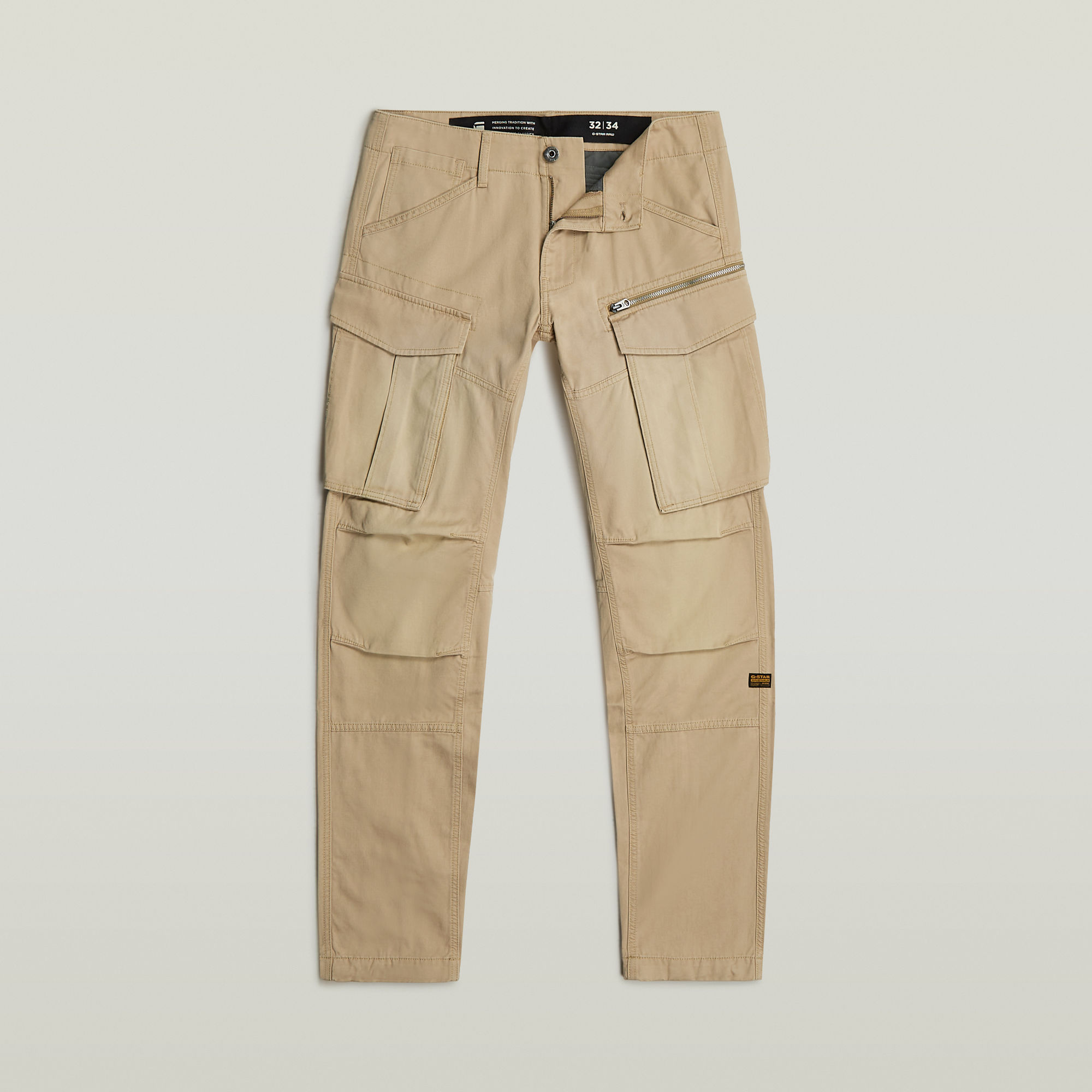 G-Star RAW Rovic Zip 3D Tapered Broek Beige Heren