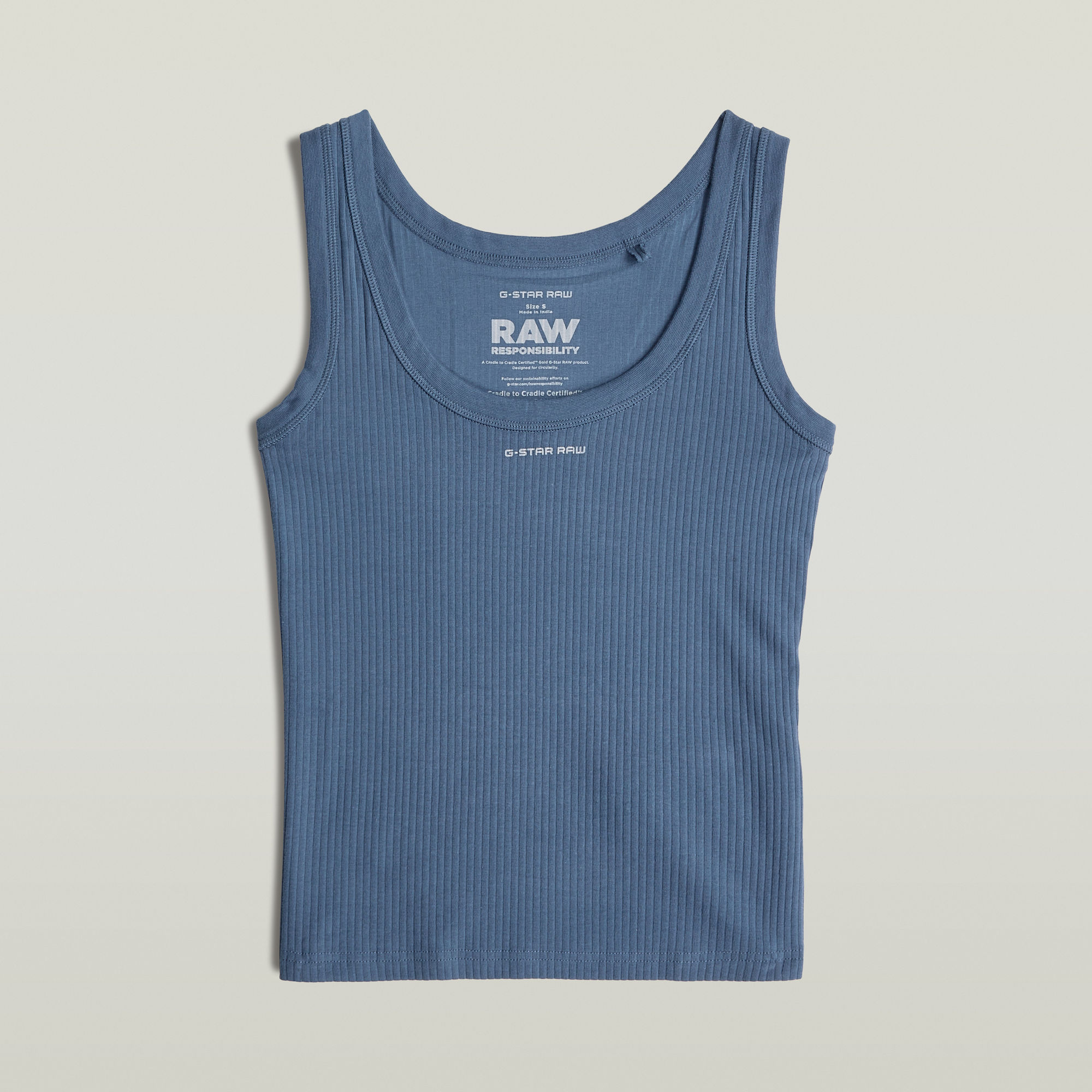 Thumbnail - Slim Rib Tanktop - Mittelblau - Damen