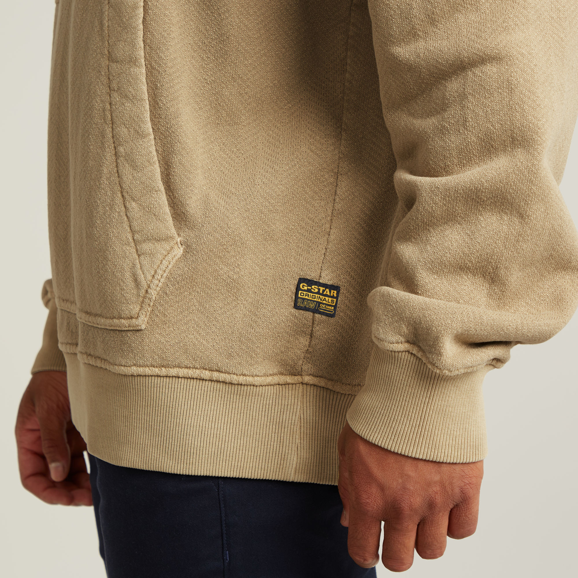 G-Star RAW Washed Half Zip Relaxed Sweater Beige Heren