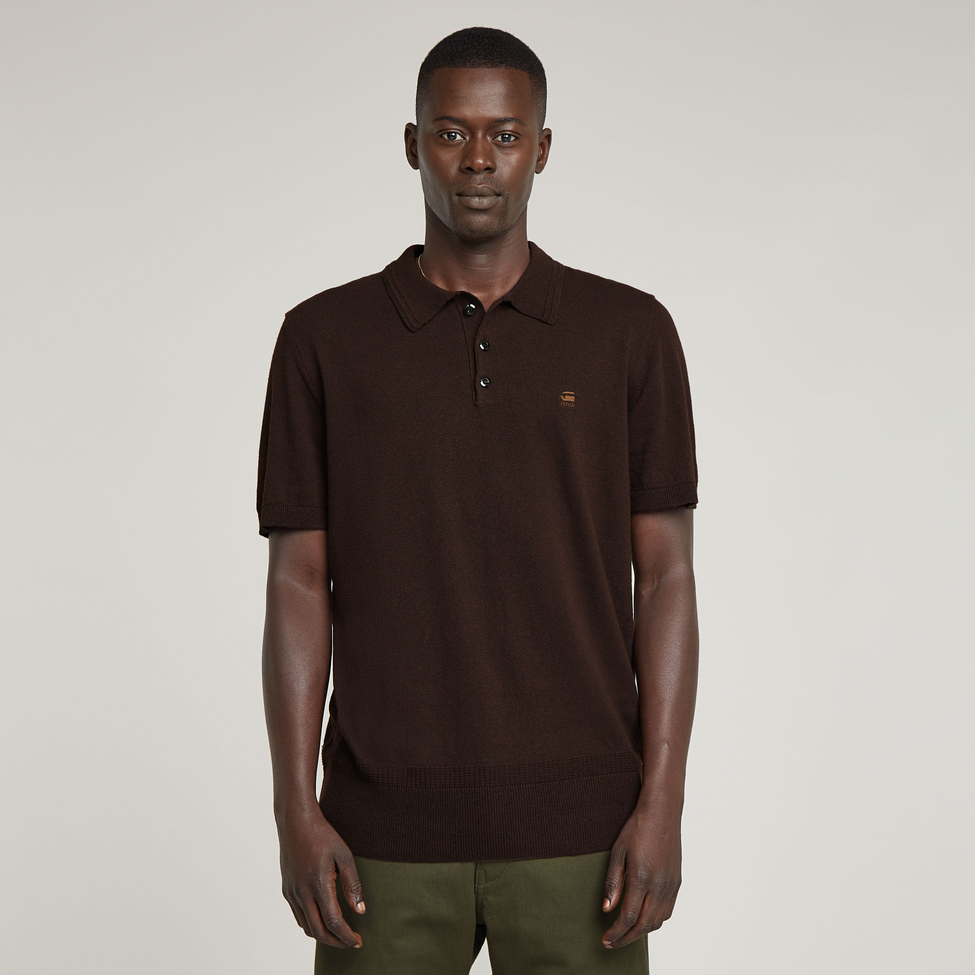 

Knitted Polo - Brown - Men