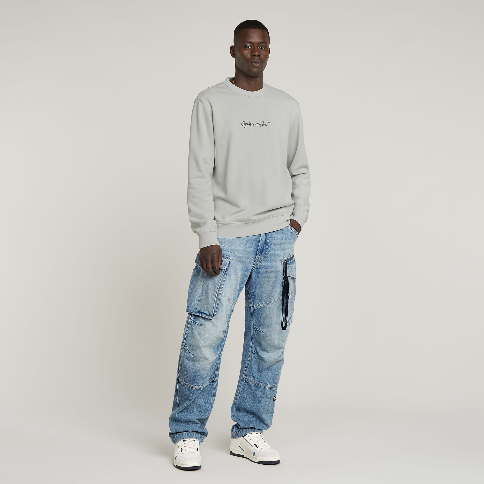 G-Star RAW G-Script Logo Sweater Grijs Heren