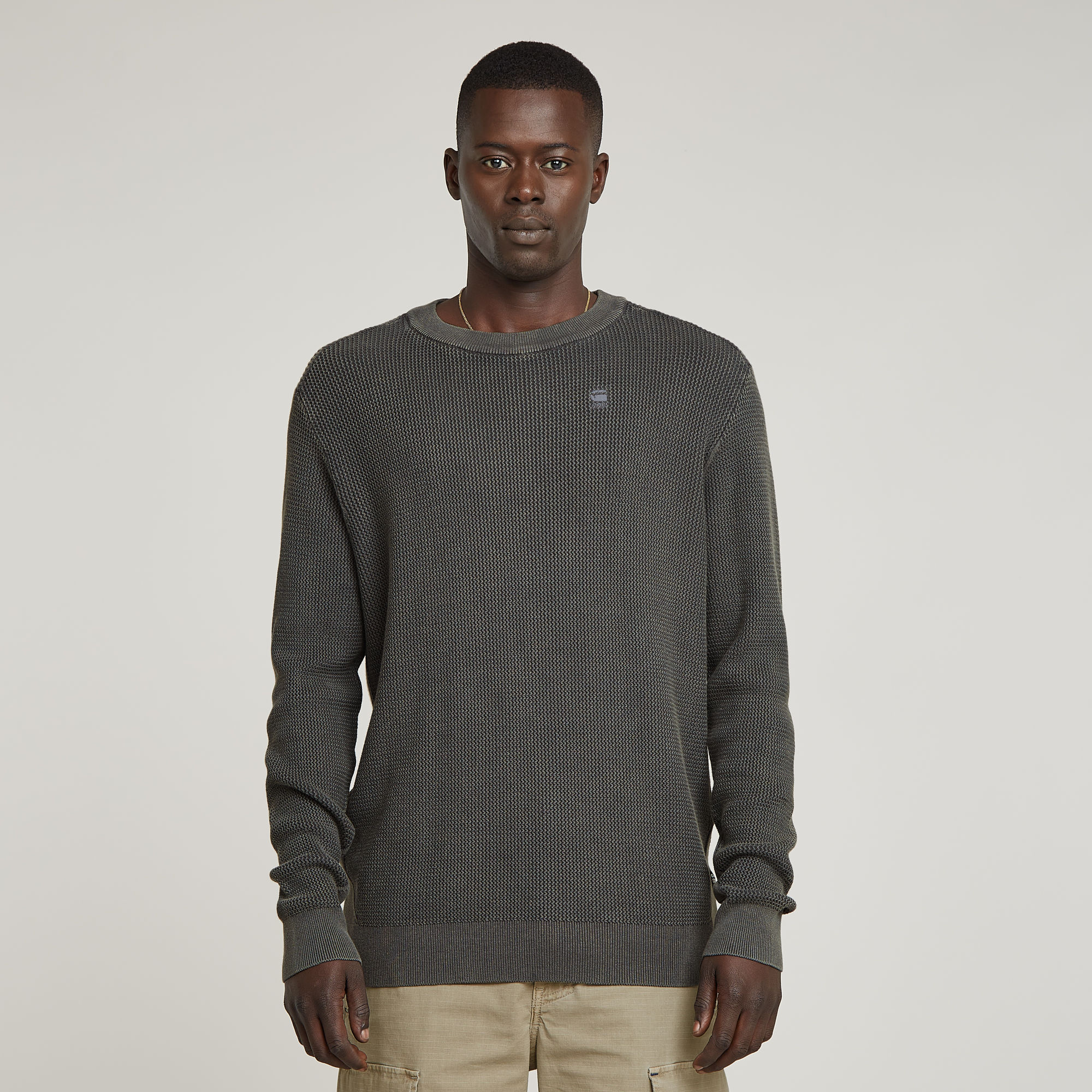 

Serrated Knitted Sweater - Grey - Men