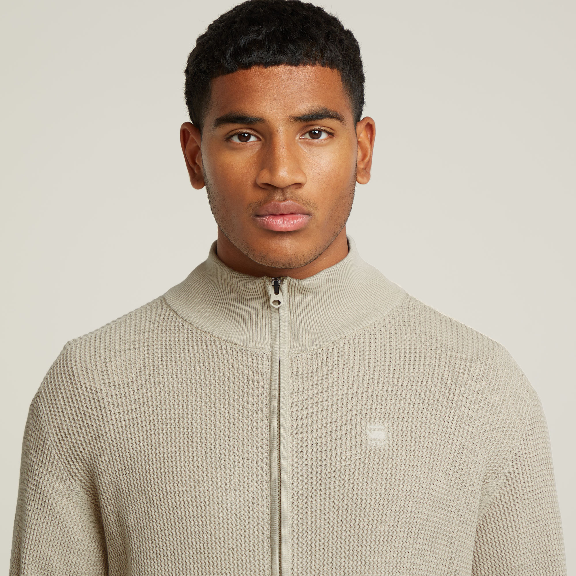 G-Star RAW Serrated Gebreid Vest Met Rits Beige Heren